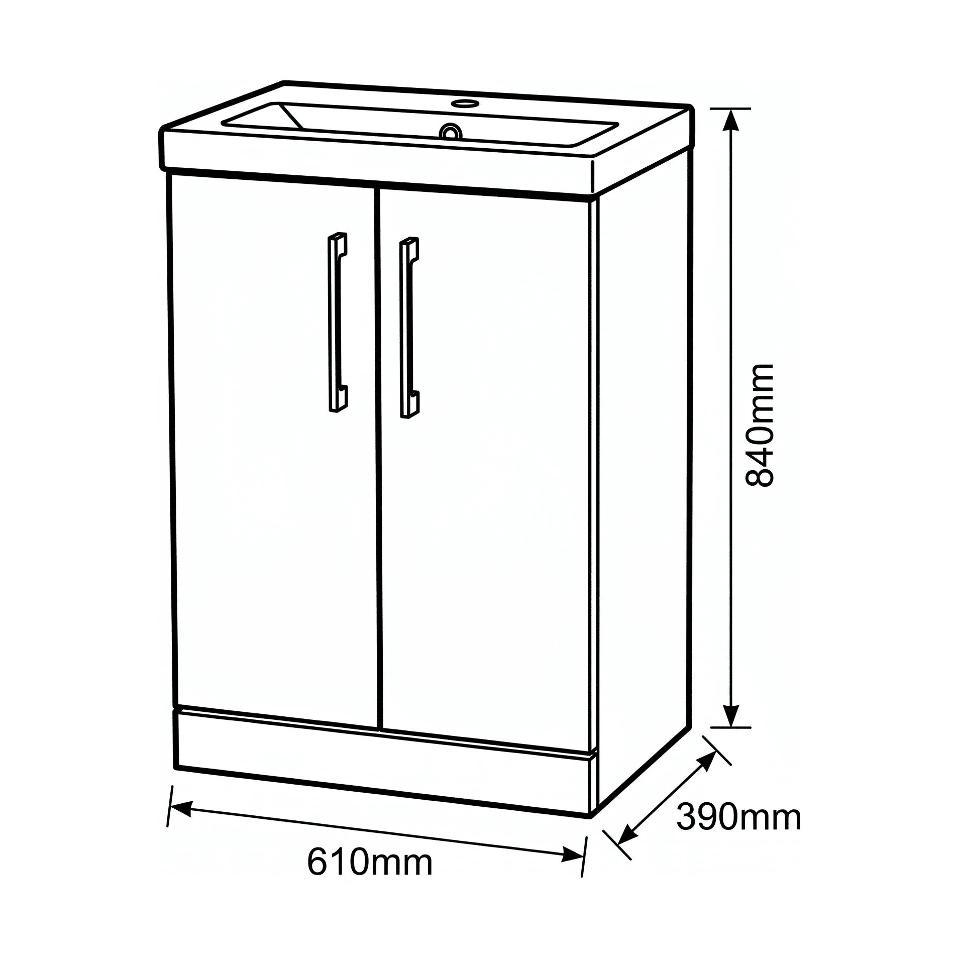 Bramshall Floor Standing 2 Door Vanity Basin Unit with Mid-Edge Basin, 800mm, Choice of Colour and Handle Finish - Image 158