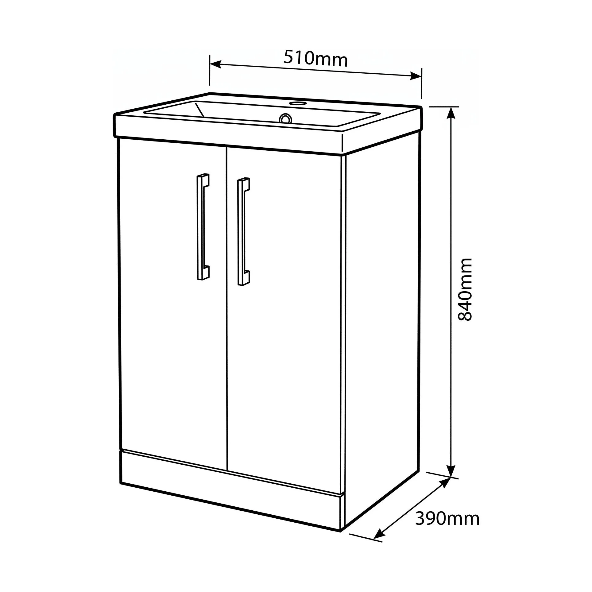 Bramshall Floor Standing 2 Door Vanity Basin Unit with Mid-Edge Basin, 800mm, Choice of Colour and Handle Finish - Image 162