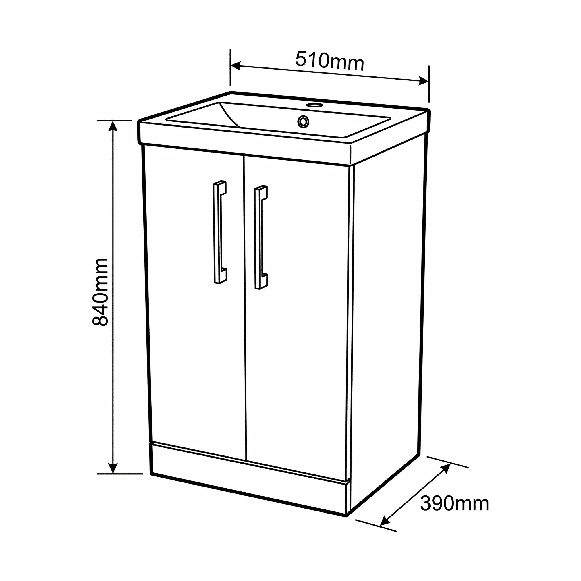 Bramshall Floor Standing 2 Door Vanity Basin Unit with Mid-Edge Basin, 800mm, Choice of Colour and Handle Finish - Image 163