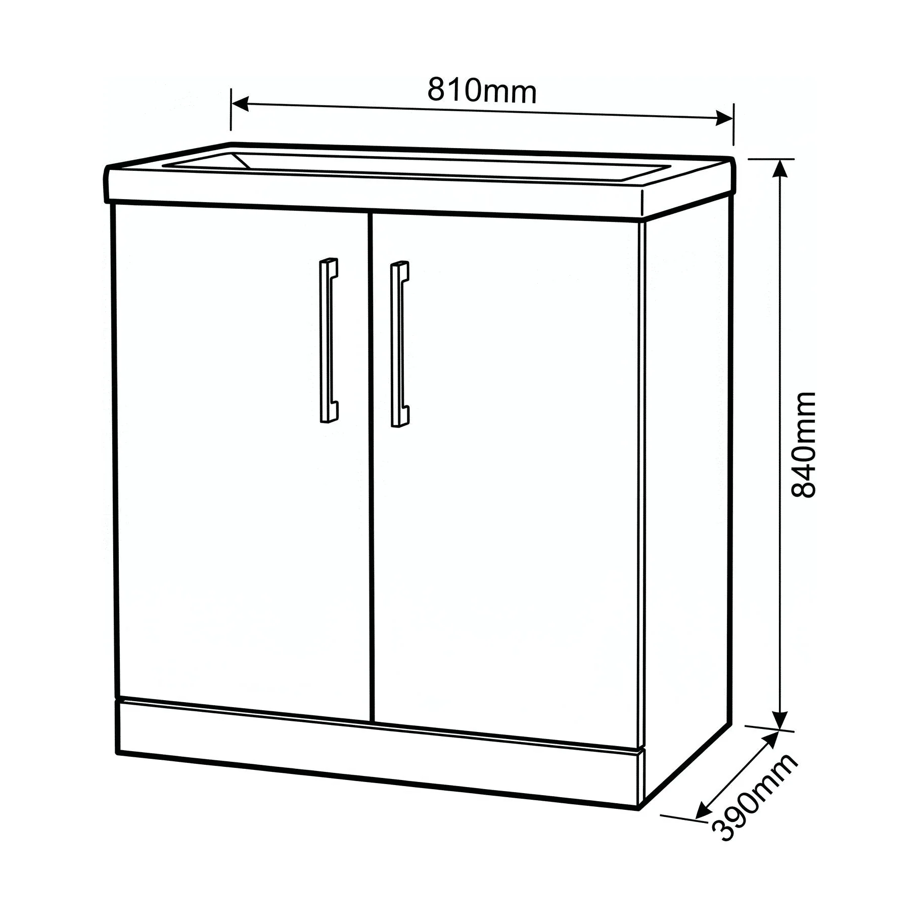 Bramshall Floor Standing 2 Door Vanity Basin Unit with Mid-Edge Basin, 800mm, Choice of Colour and Handle Finish - Image 169