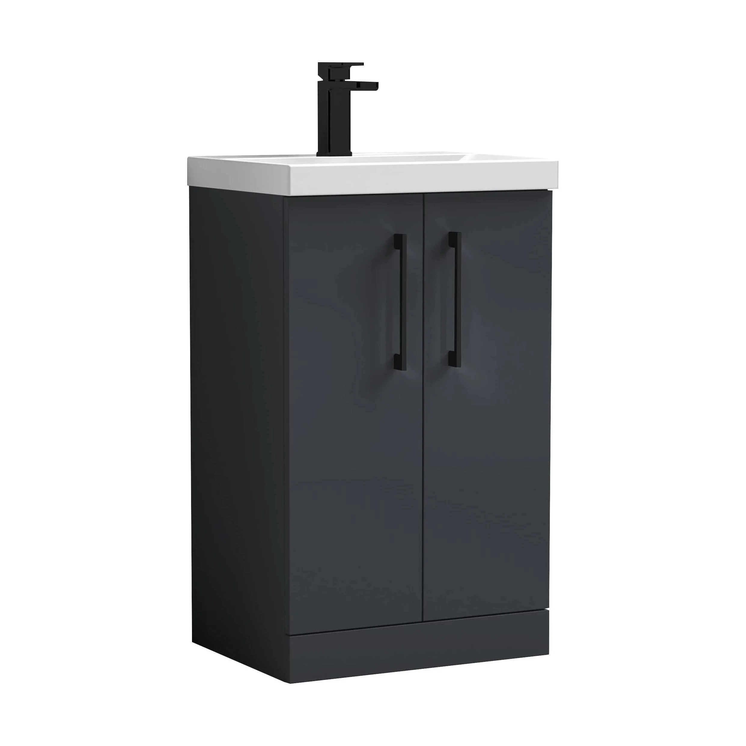 Bramshall Floor Standing 2 Door Vanity Basin Unit with Mid-Edge Basin, 800mm, Choice of Colour and Handle Finish - Image 17