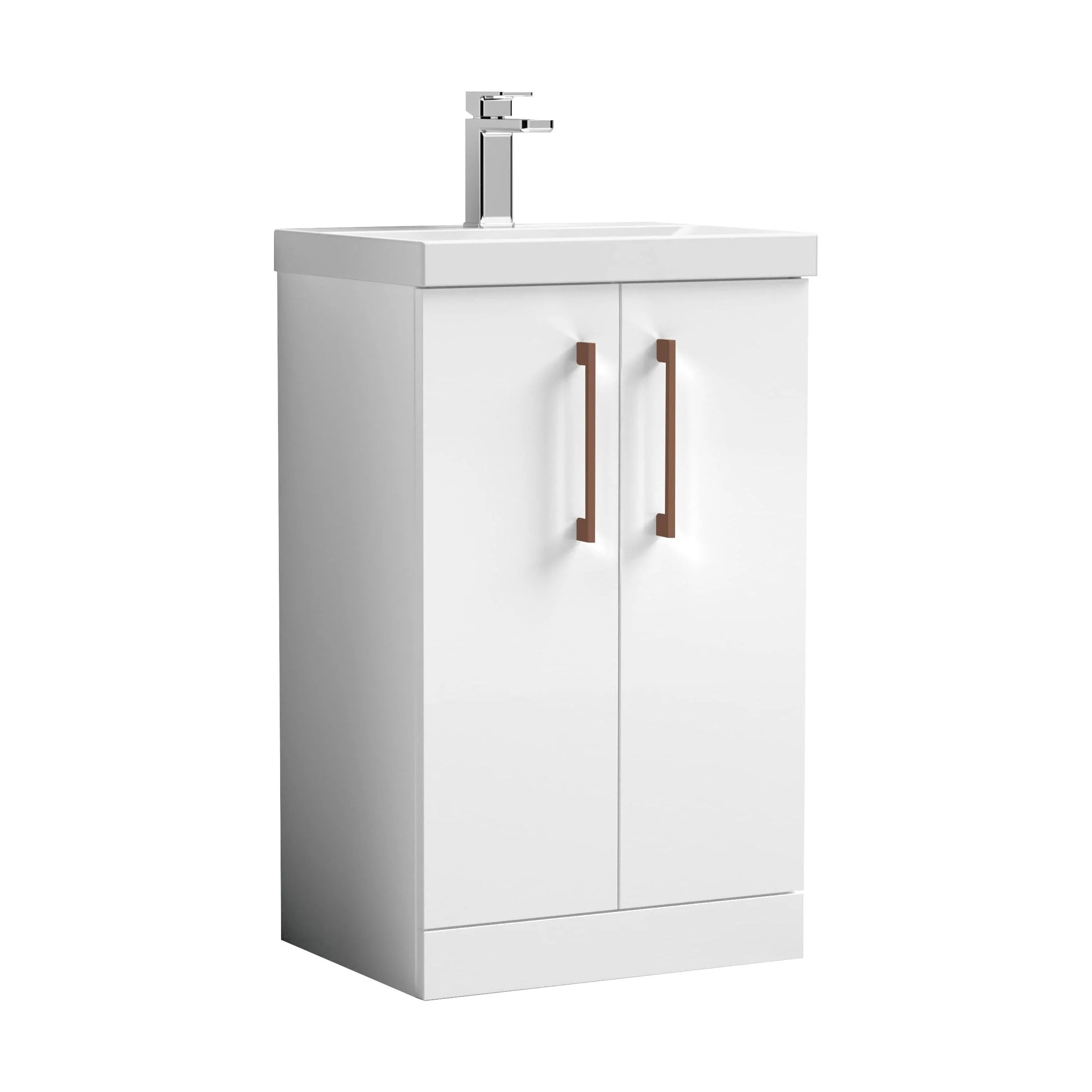 Bramshall Floor Standing 2 Door Vanity Basin Unit with Mid-Edge Basin, 800mm, Choice of Colour and Handle Finish - Image 3