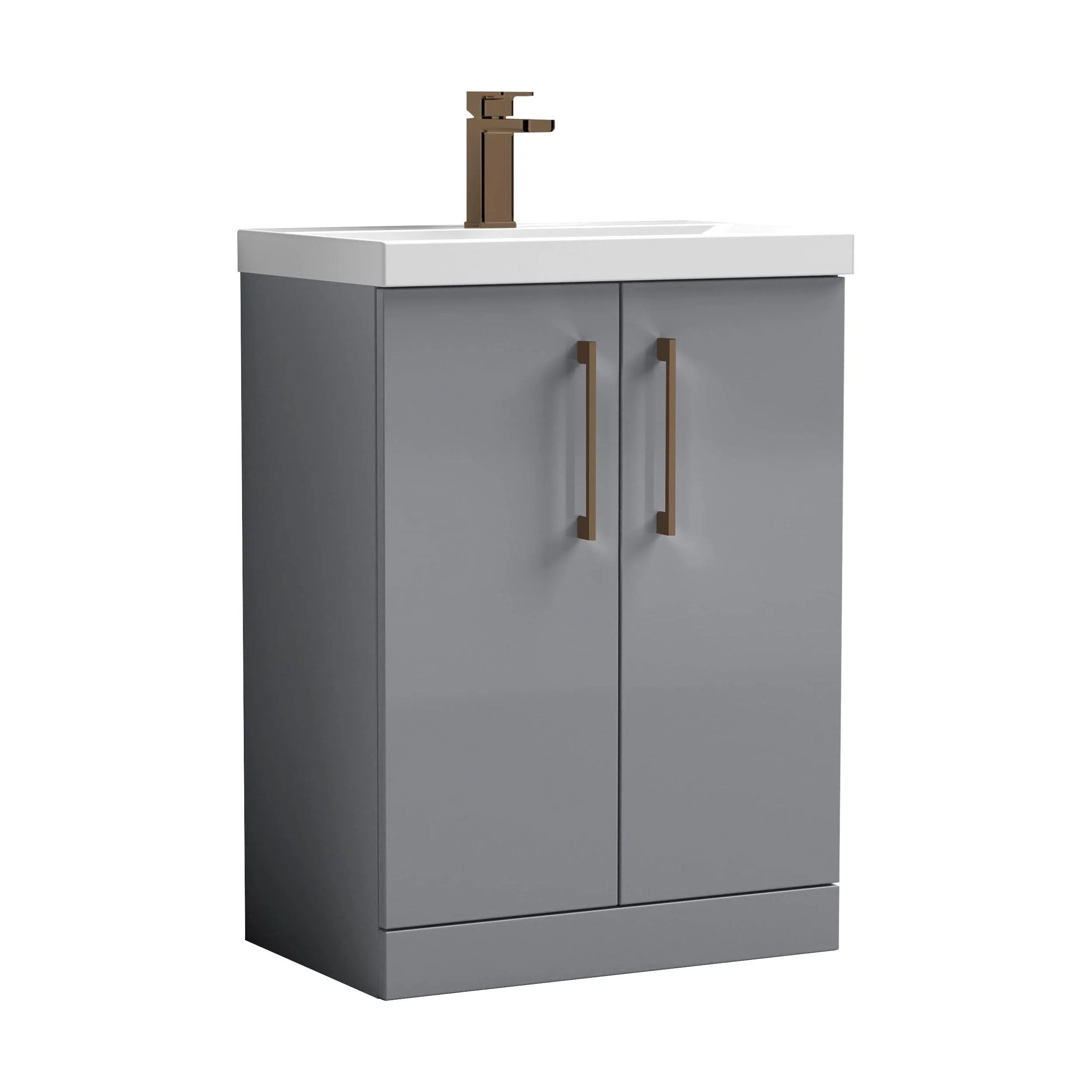 Bramshall Floor Standing 2 Door Vanity Basin Unit with Mid-Edge Basin, 800mm, Choice of Colour and Handle Finish - Image 38