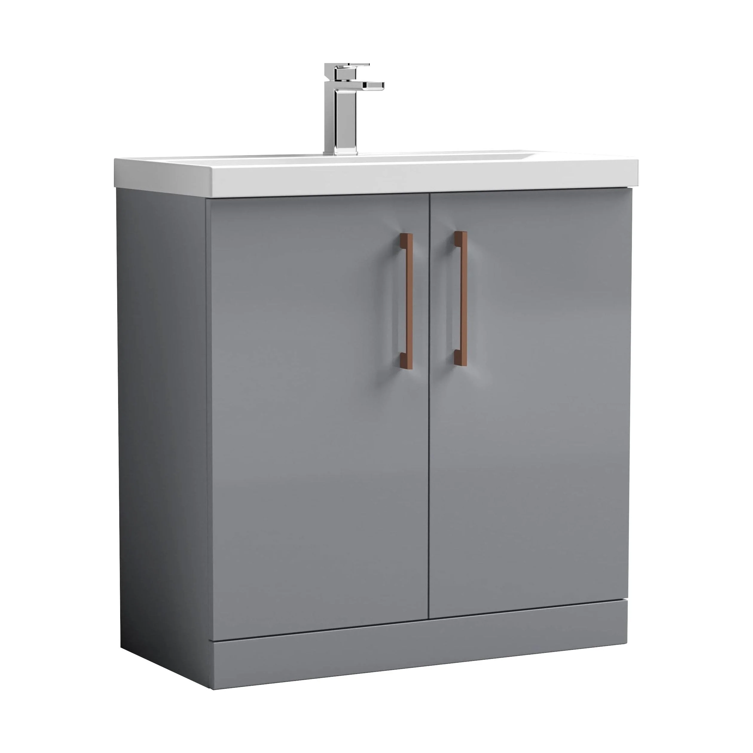 Bramshall Floor Standing 2 Door Vanity Basin Unit with Mid-Edge Basin, 800mm, Choice of Colour and Handle Finish - Image 42