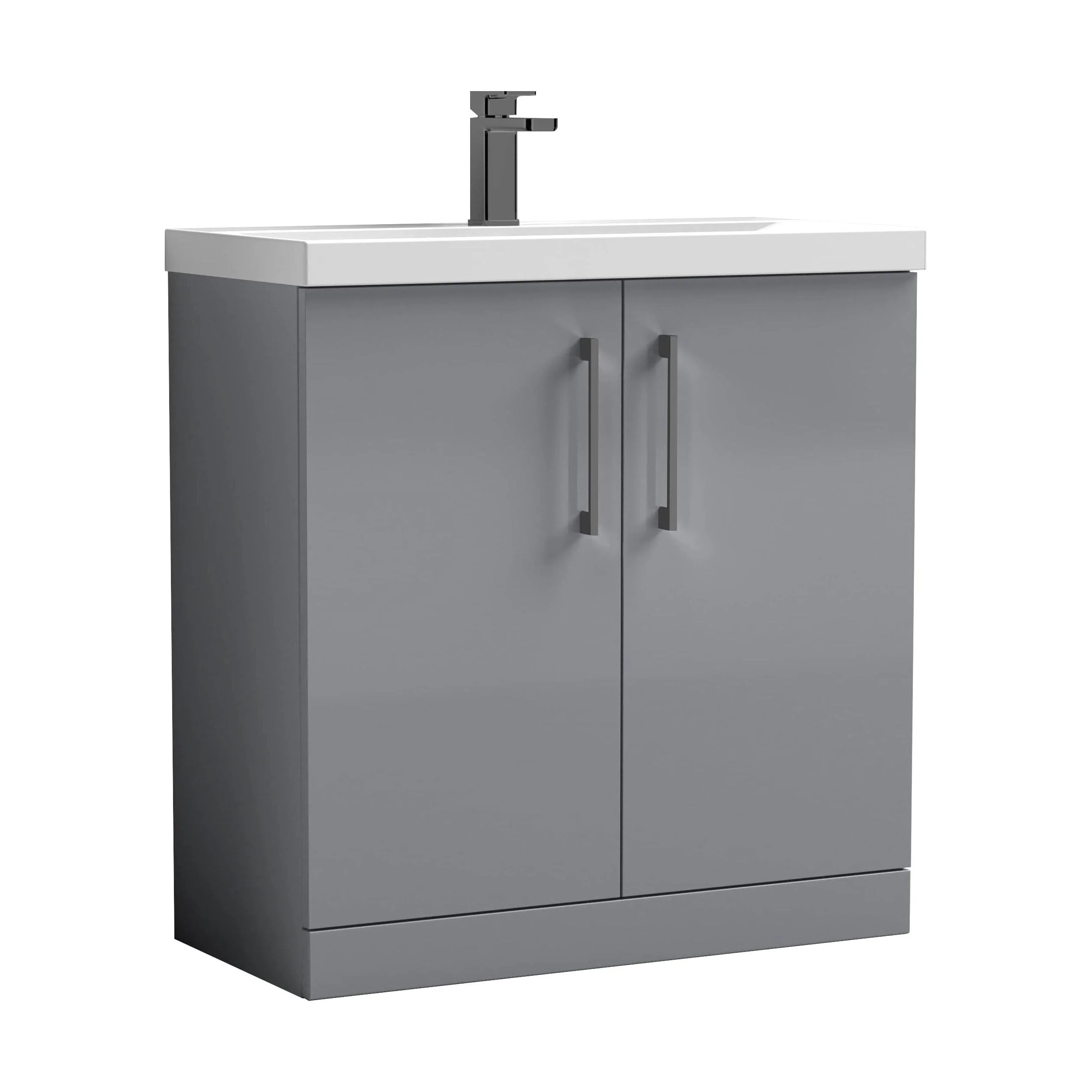 Bramshall Floor Standing 2 Door Vanity Basin Unit with Mid-Edge Basin, 800mm, Choice of Colour and Handle Finish - Image 44