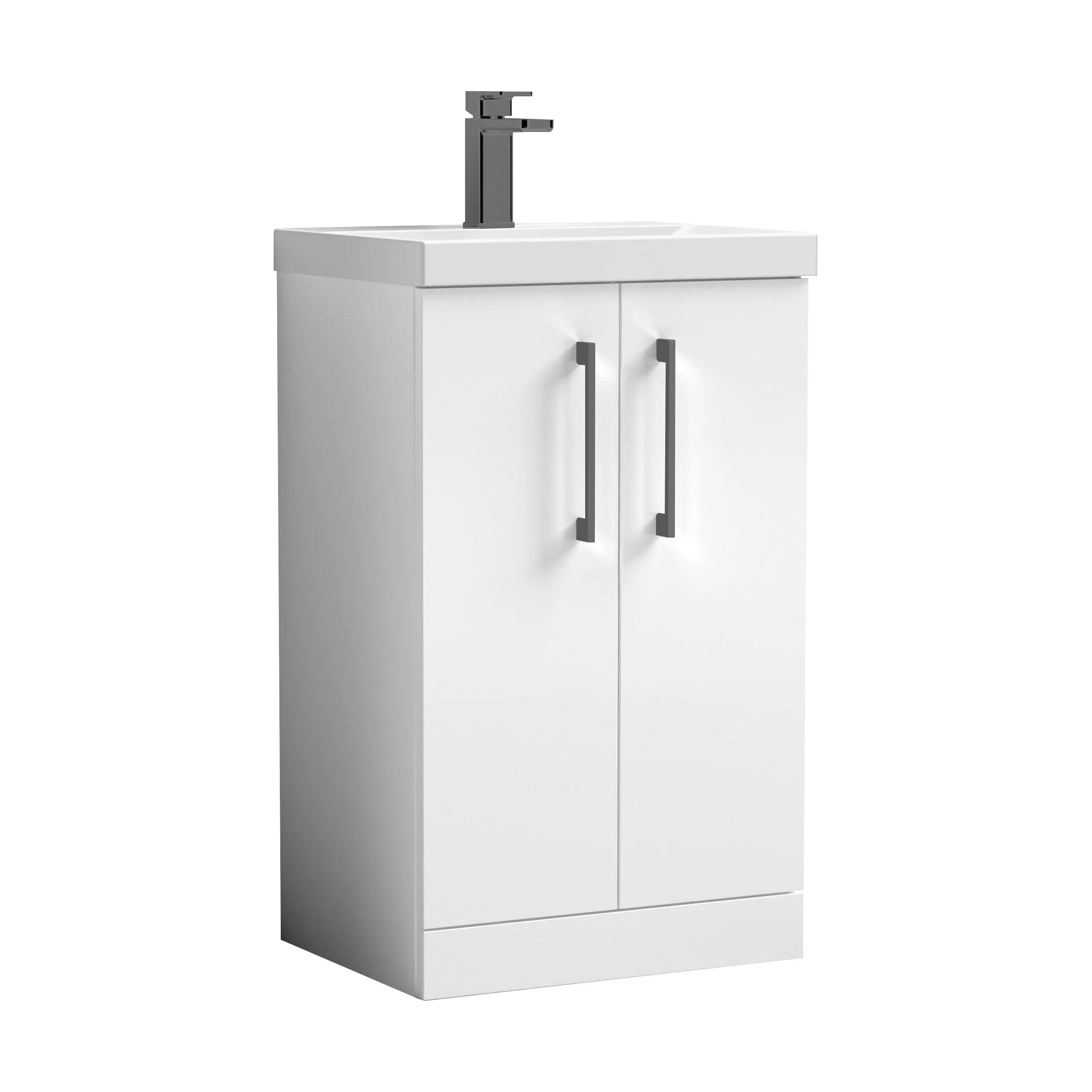 Bramshall Floor Standing 2 Door Vanity Basin Unit with Mid-Edge Basin, 800mm, Choice of Colour and Handle Finish - Image 5