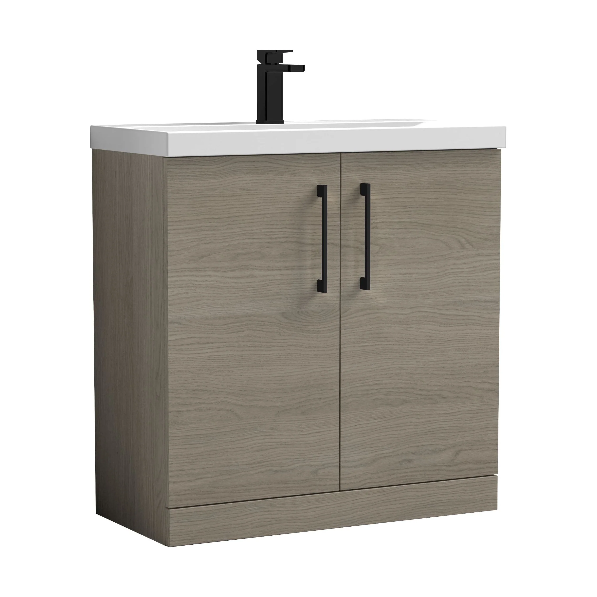 Bramshall Floor Standing 2 Door Vanity Basin Unit with Mid-Edge Basin, 800mm, Choice of Colour and Handle Finish - Image 56