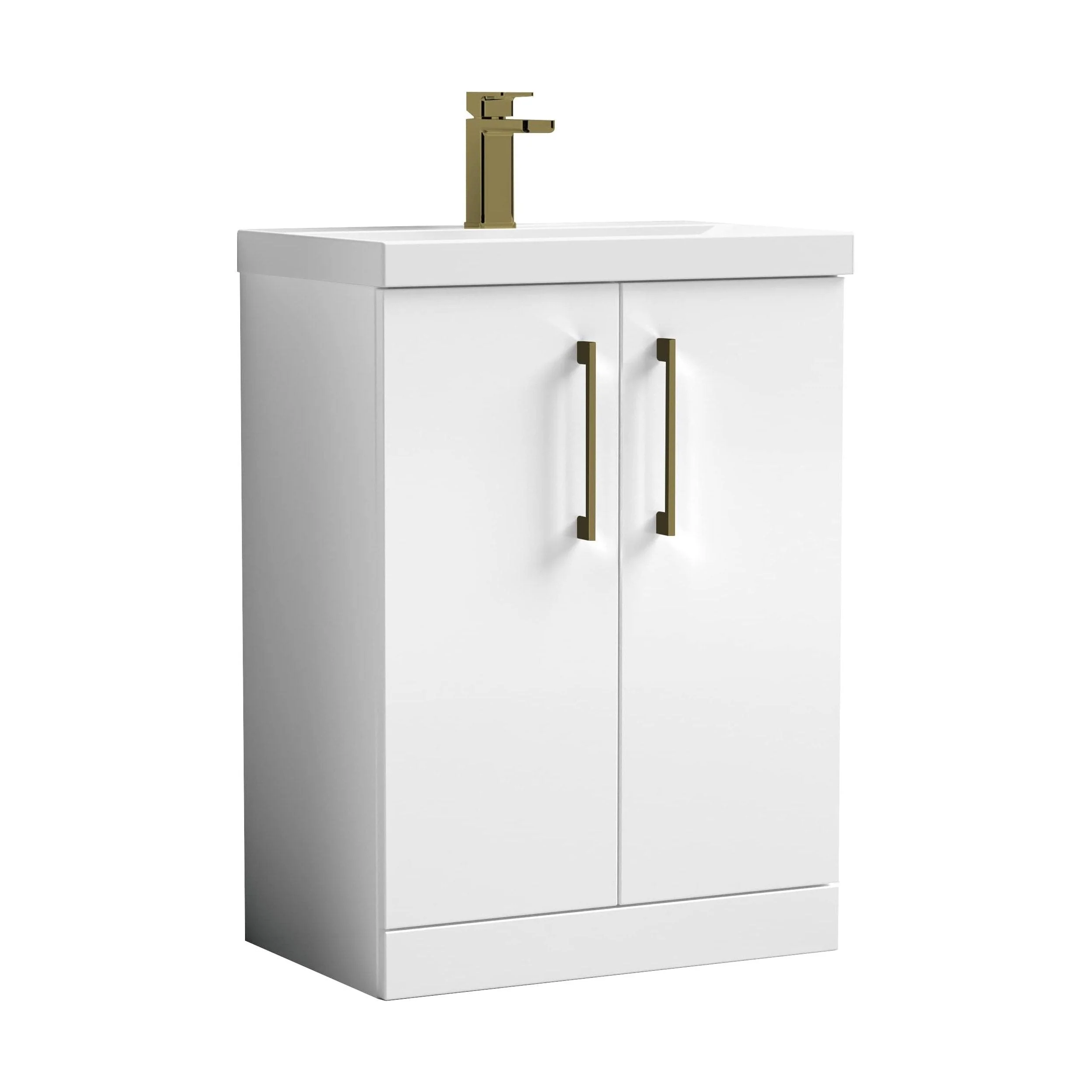 Bramshall Floor Standing 2 Door Vanity Basin Unit with Mid-Edge Basin, 800mm, Choice of Colour and Handle Finish - Image 6