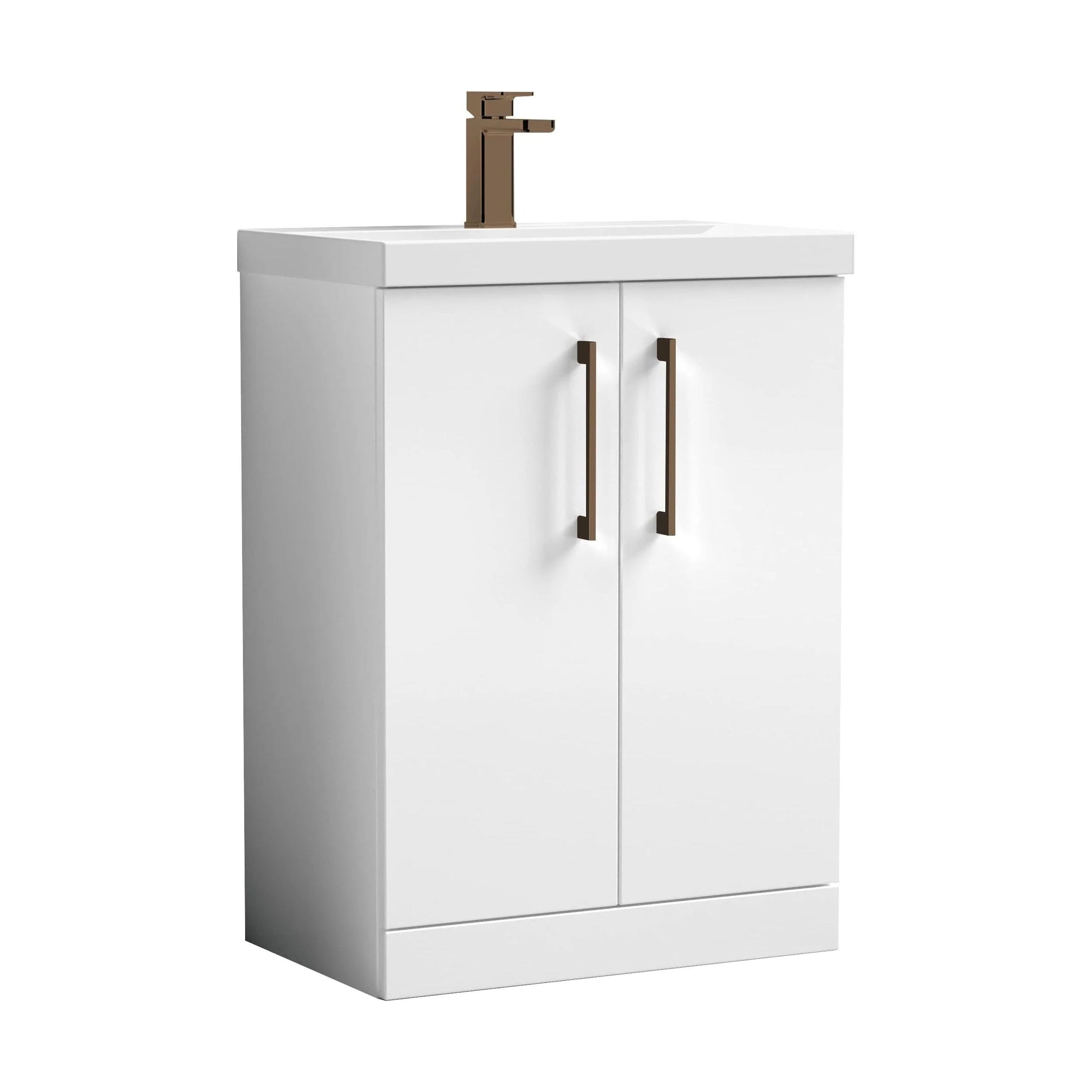Bramshall Floor Standing 2 Door Vanity Basin Unit with Mid-Edge Basin, 800mm, Choice of Colour and Handle Finish - Image 9