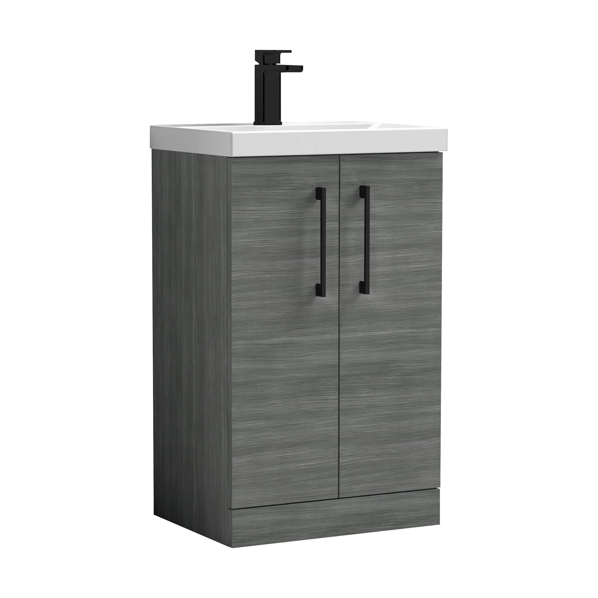 Bramshall Floor Standing 2 Door Vanity Basin Unit with Mid-Edge Basin, 800mm, Choice of Colour and Handle Finish - Image 91