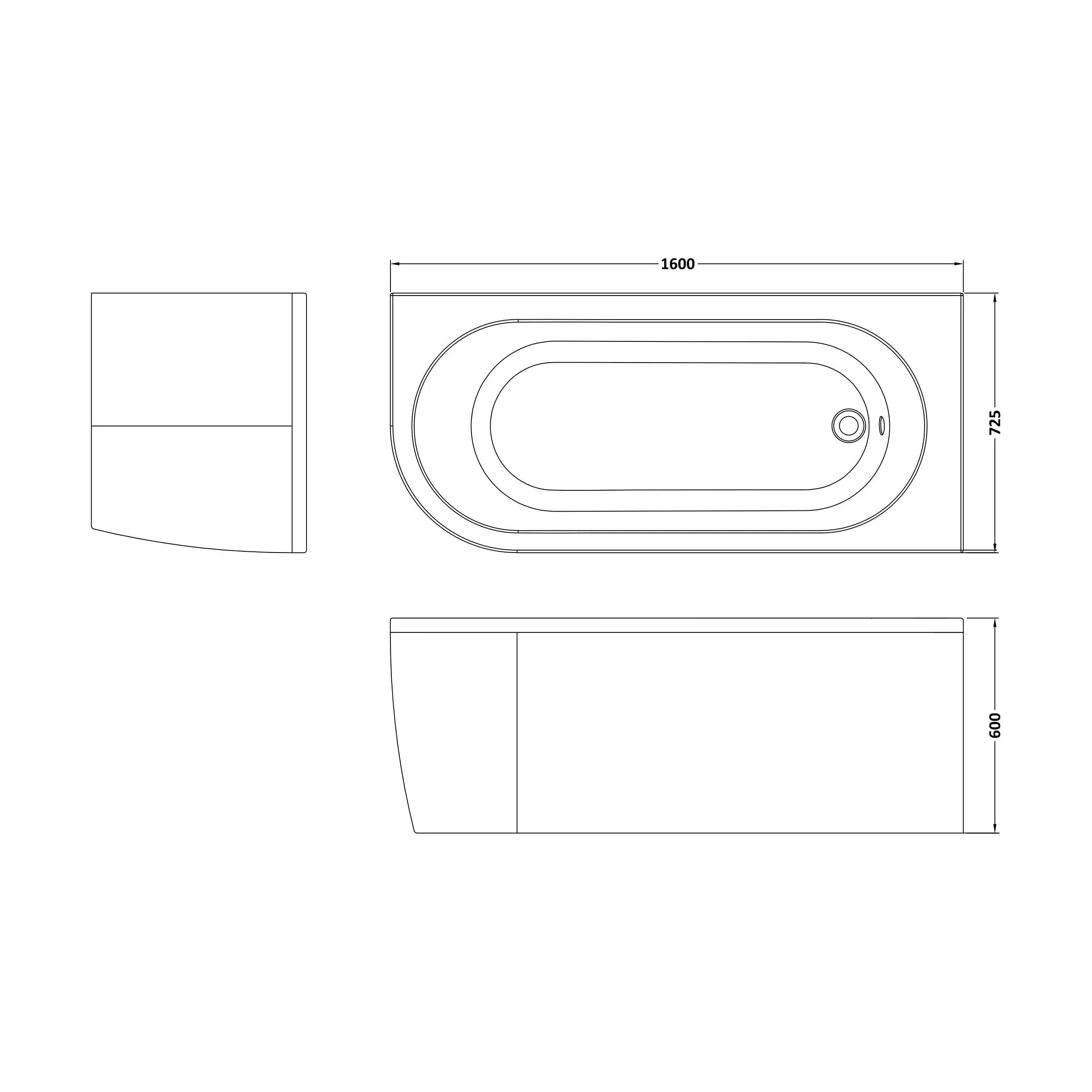 Balterley 1600mm Right-Hand Curved Bath With Legs And Panel - Image 2