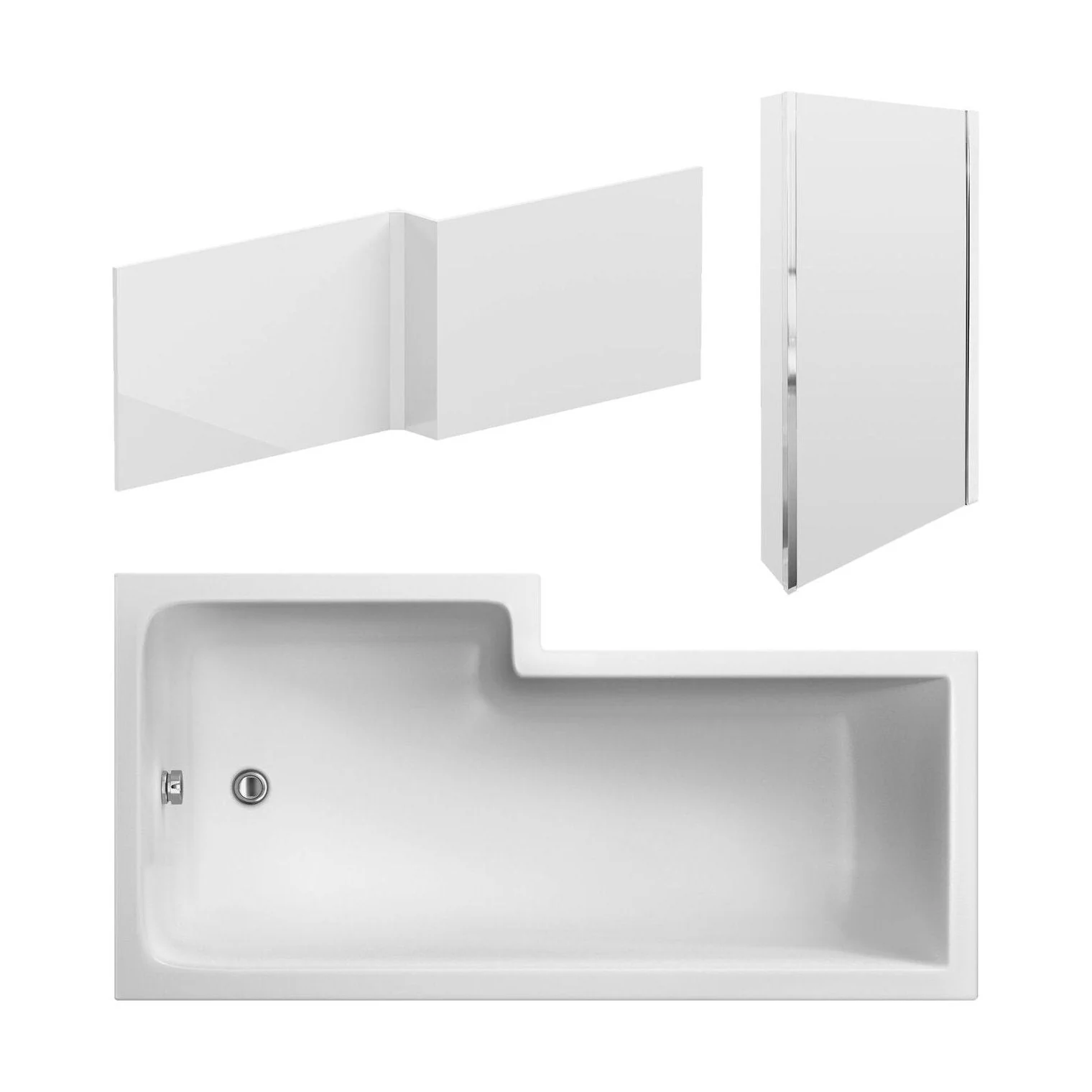 Balterley 1600mm Right-Hand Square Shower Bath And Panel Set