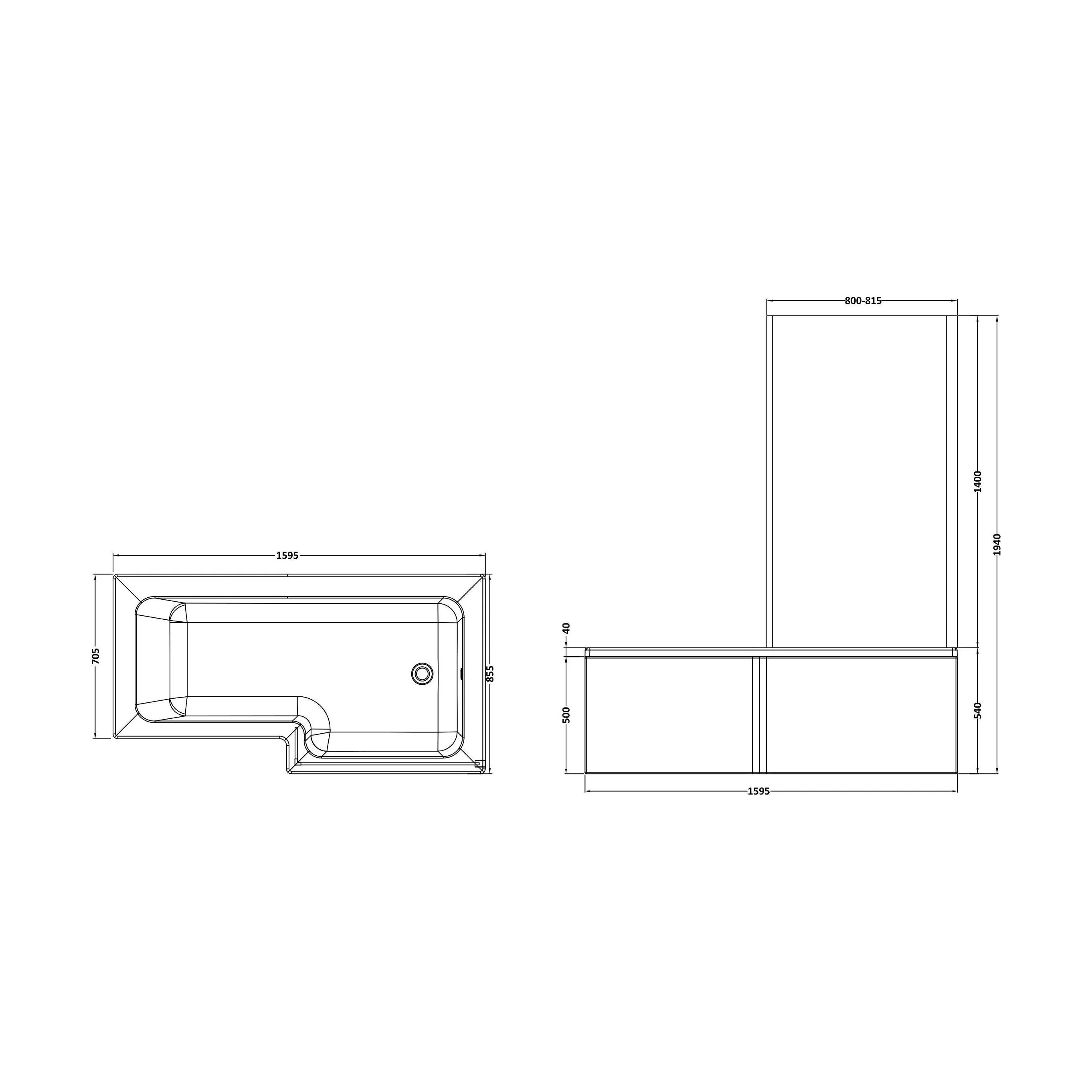 Balterley 1600mm Right-Hand Square Shower Bath And Panel Set - Image 2