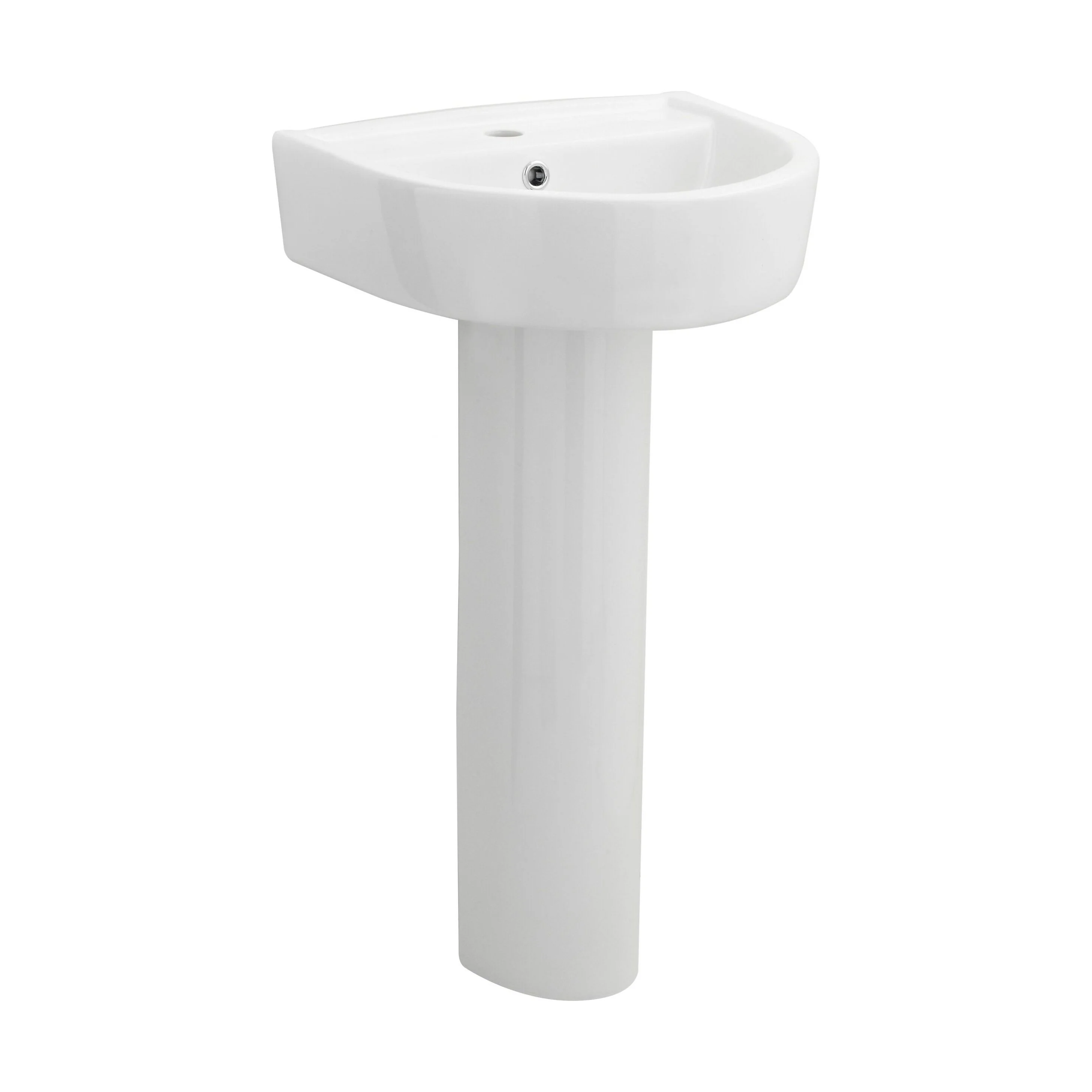 Dilhorne D Shaped 1 Tap Hole Ceramic Basin and Pedestal - 520mm or 420mm - Choice of Semi or Full Pedestal - Image 17