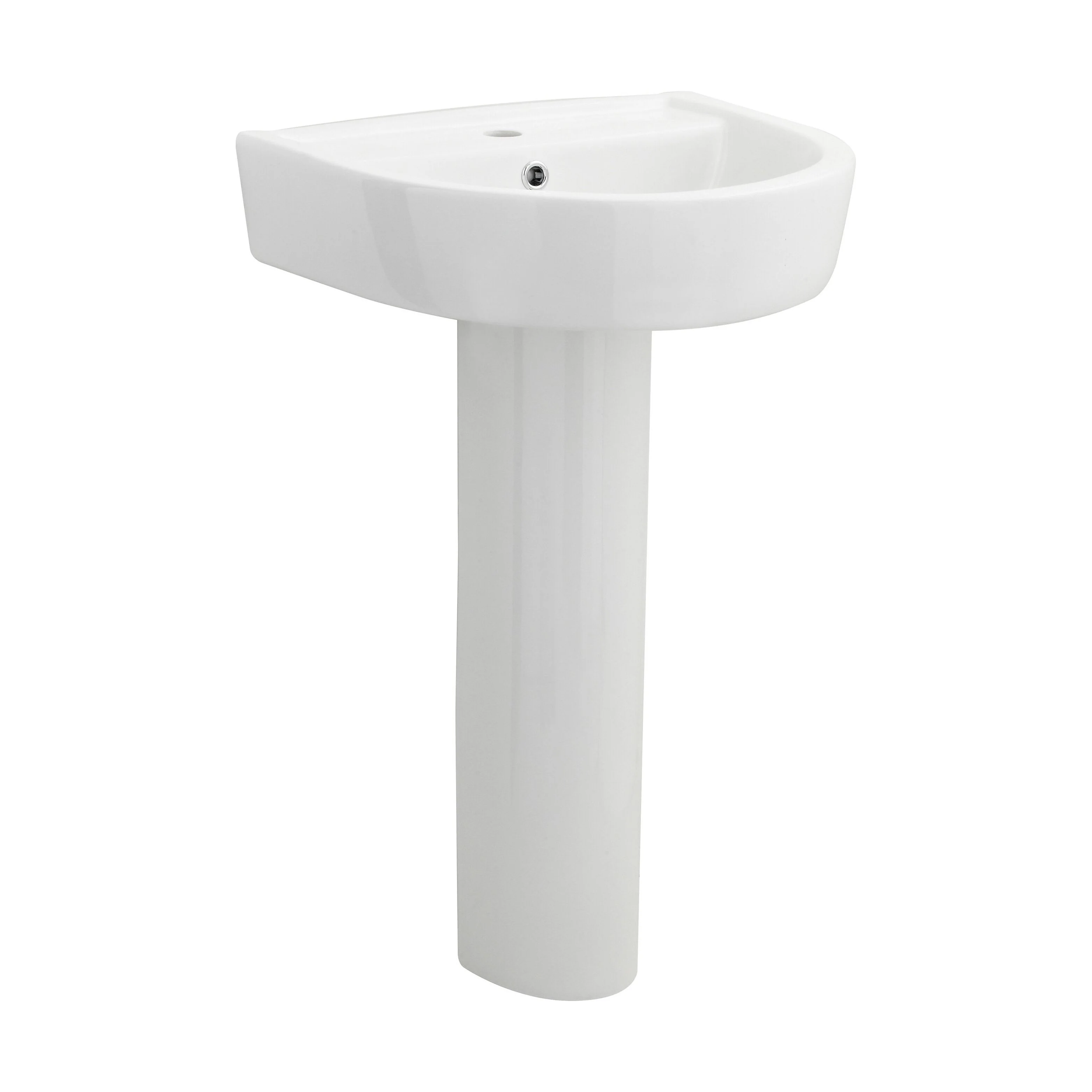 Dilhorne D Shaped 1 Tap Hole Ceramic Basin and Pedestal - 520mm or 420mm - Choice of Semi or Full Pedestal - Image 18