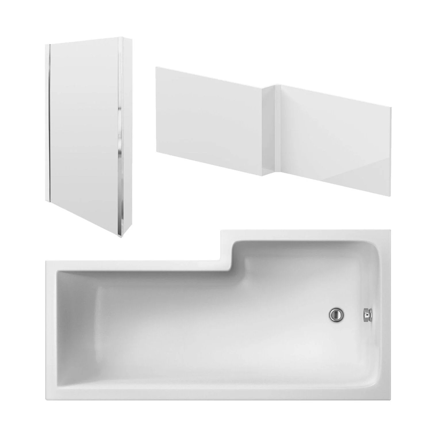 Balterley 1800mm Left-Hand Square Shower Bath And Panel Set