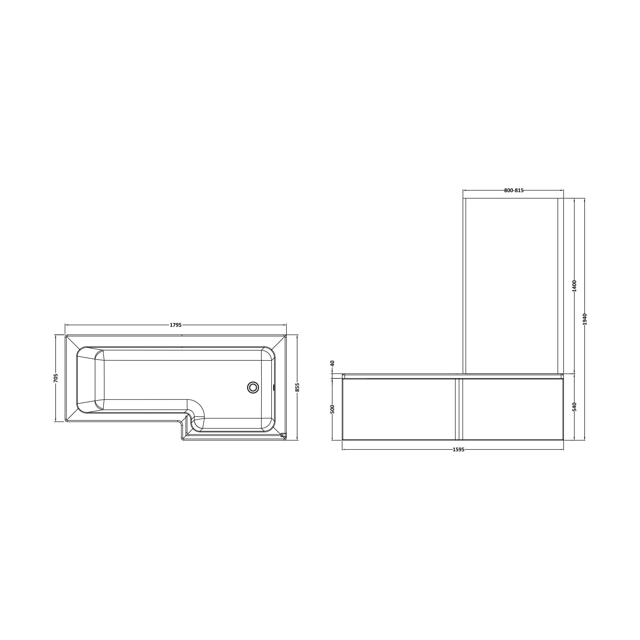 Balterley 1800mm Right-Hand Square Shower Bath And Panel Set - Image 2