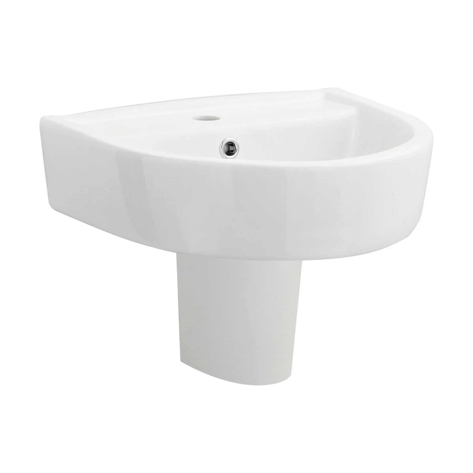 Dilhorne D Shaped 1 Tap Hole Ceramic Basin and Pedestal - 520mm or 420mm - Choice of Semi or Full Pedestal - Image 19