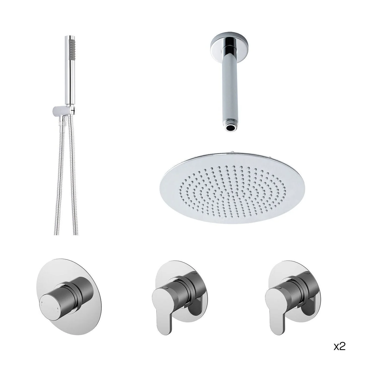 Balterley 2 Outlet Chrome Thermostatic Double Shower Bundle With Heads & Handsets