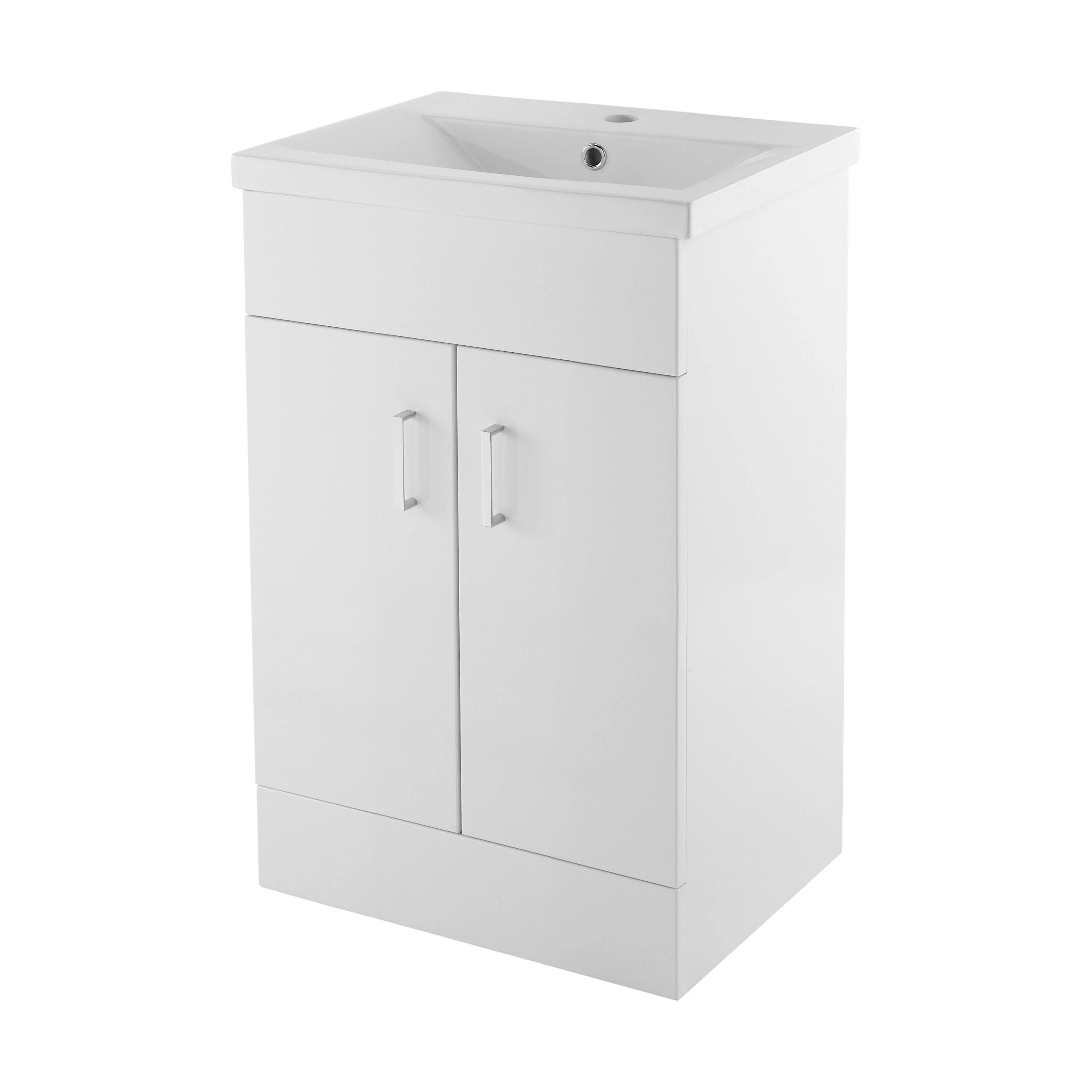 Balterley 500mm 2 Door Gloss White Floor Standing Cabinet With Basin