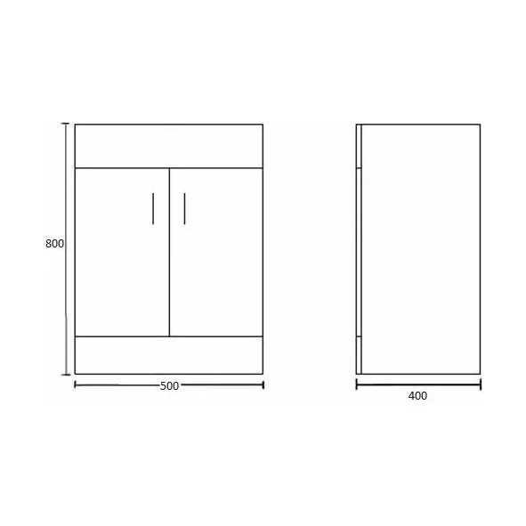 Balterley 500mm 2 Door Gloss White Floor Standing Cabinet With Basin - Image 2