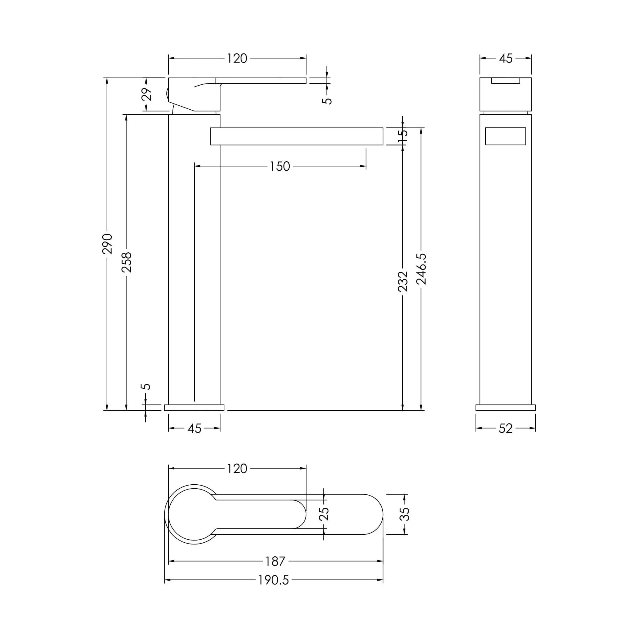 Consall Round High-Rise Mono Basin Mixer Tap, 290 x 52 x 187mm - Choice of Finish - Image 29