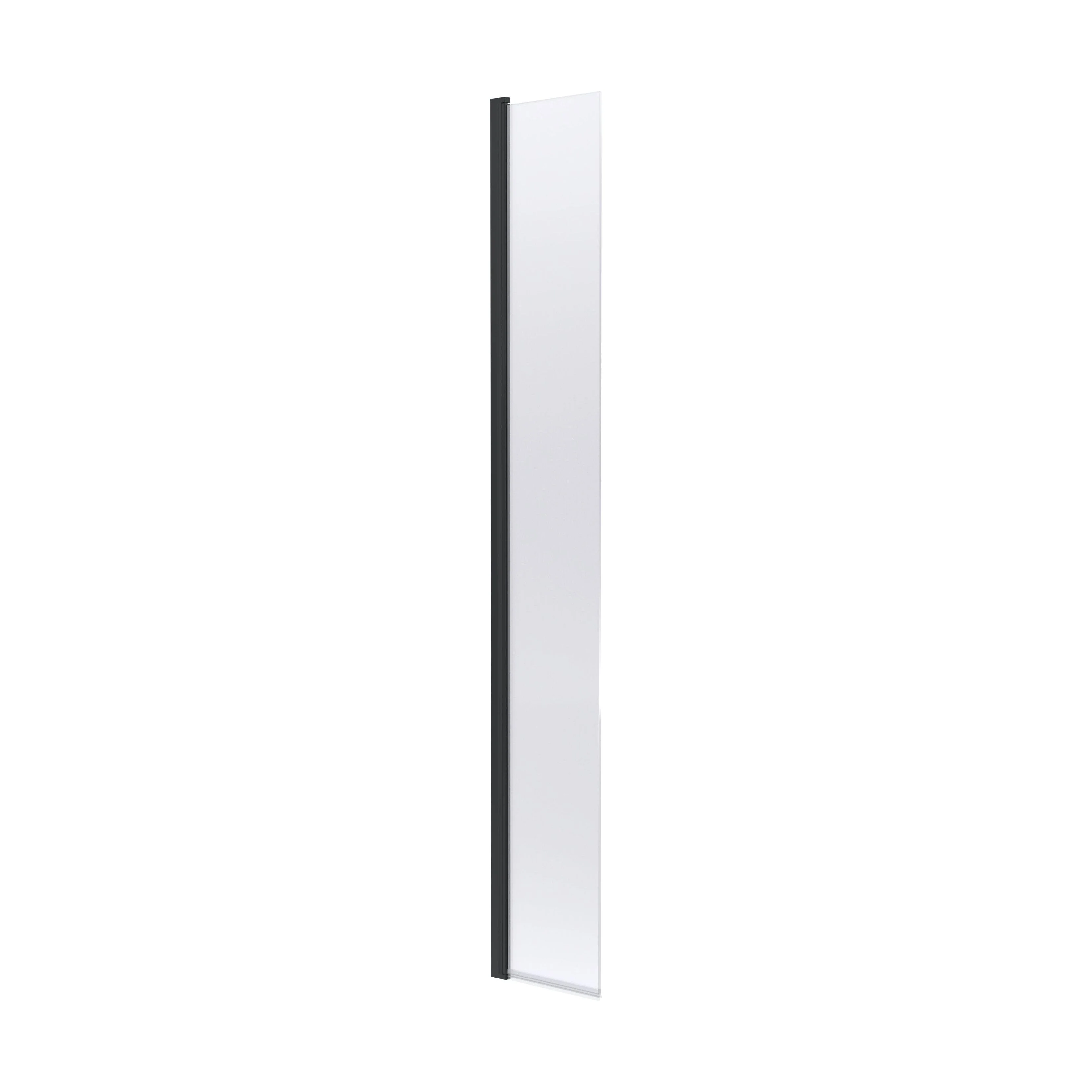 Balterley Contemporary Bathroom 8mm Glass Hinged Flipper Return Screen, Matt Black, 1950 x 322 x 27mm