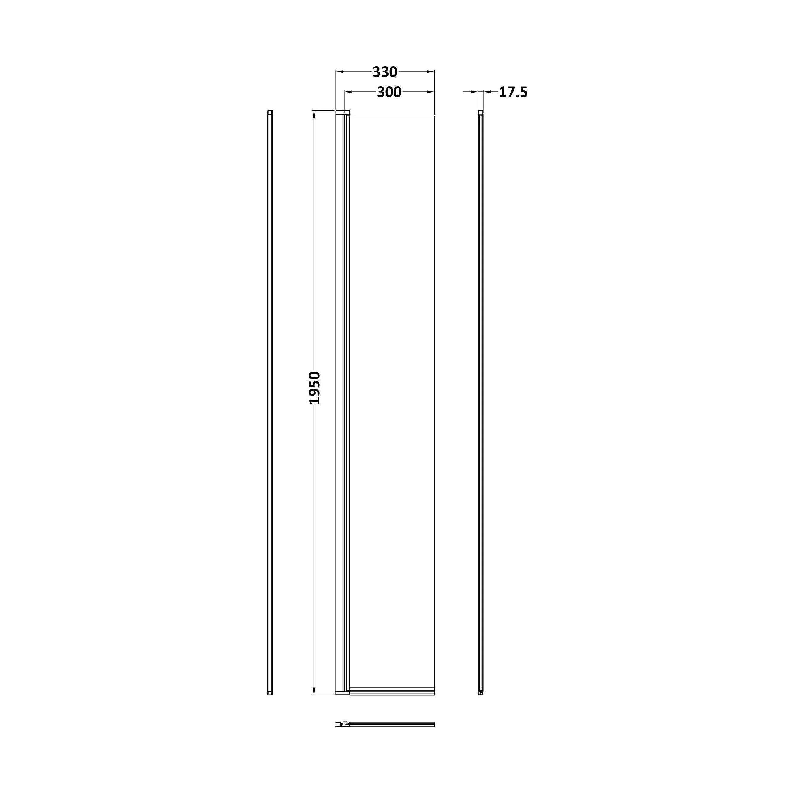 Balterley Contemporary Bathroom 8mm Glass Hinged Flipper Return Screen, Matt Black, 1950 x 322 x 27mm - Image 2