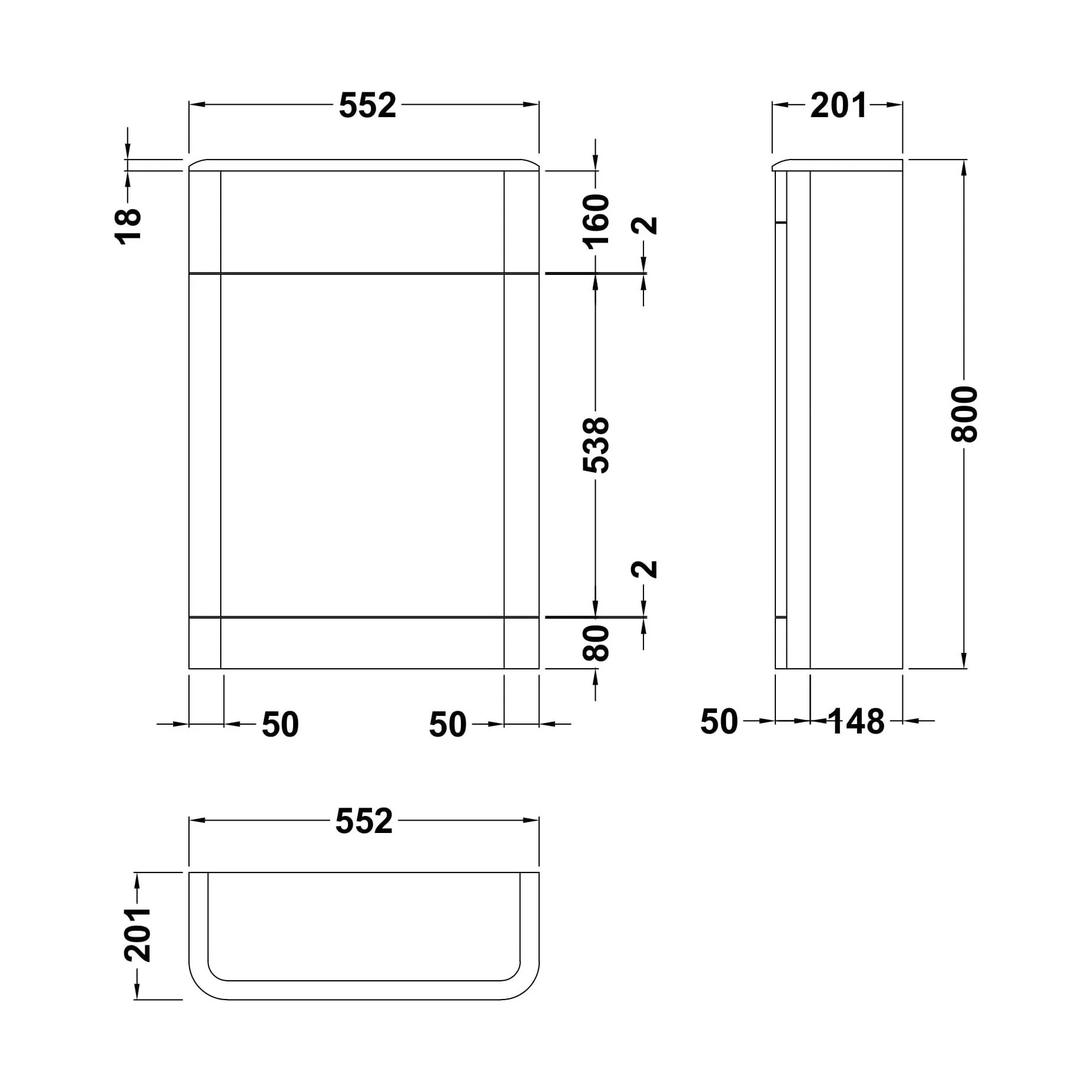 Croxden Floor Standing WC Toilet Unit - 800 x 550 x 200mm - Choice of Colour - Image 9