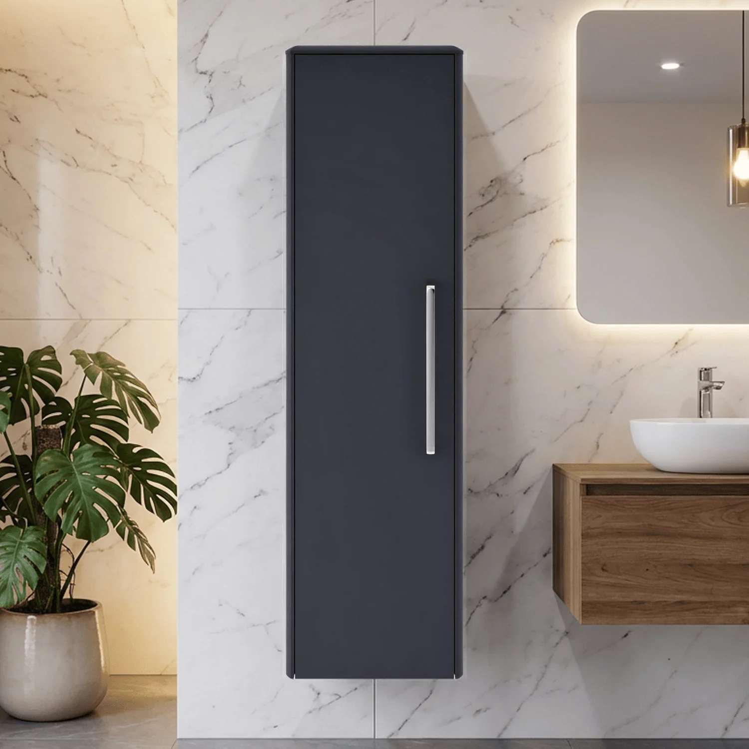 Croxden Tall Wall Mounted Bathroom Storage Unit - 1200 x 350 x 250mm - Image 3