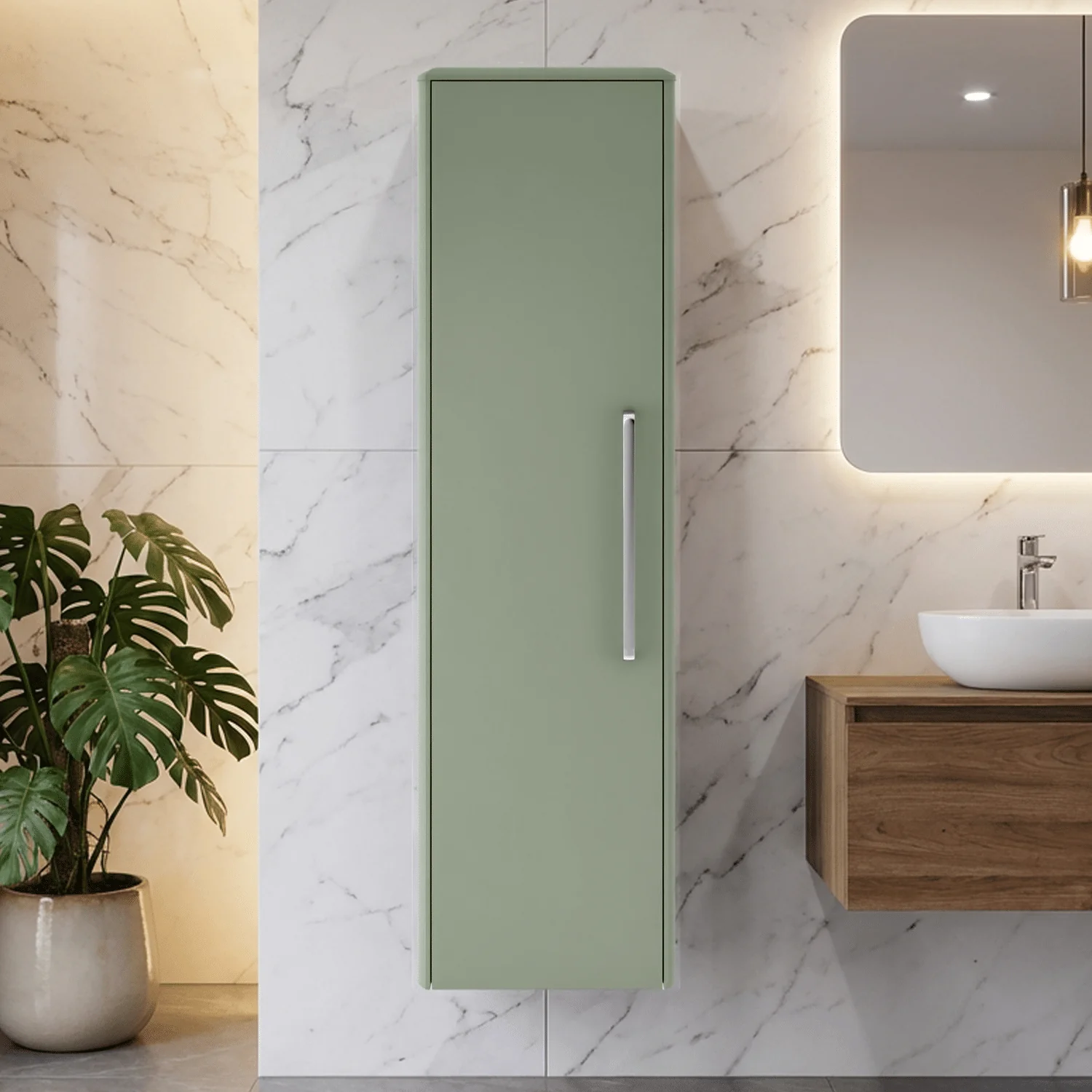 Croxden Tall Wall Mounted Bathroom Storage Unit - 1200 x 350 x 250mm - Image 4