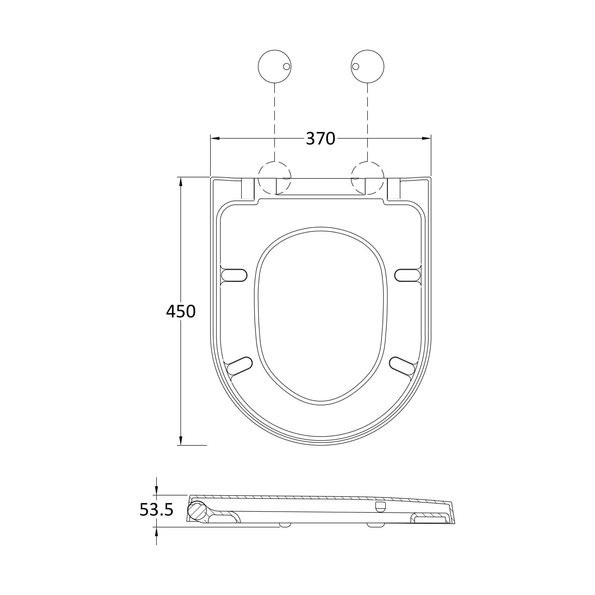 Balterley D-Shaped Soft Close Gloss White Toilet Seat With Top Fix Hinge - Image 2