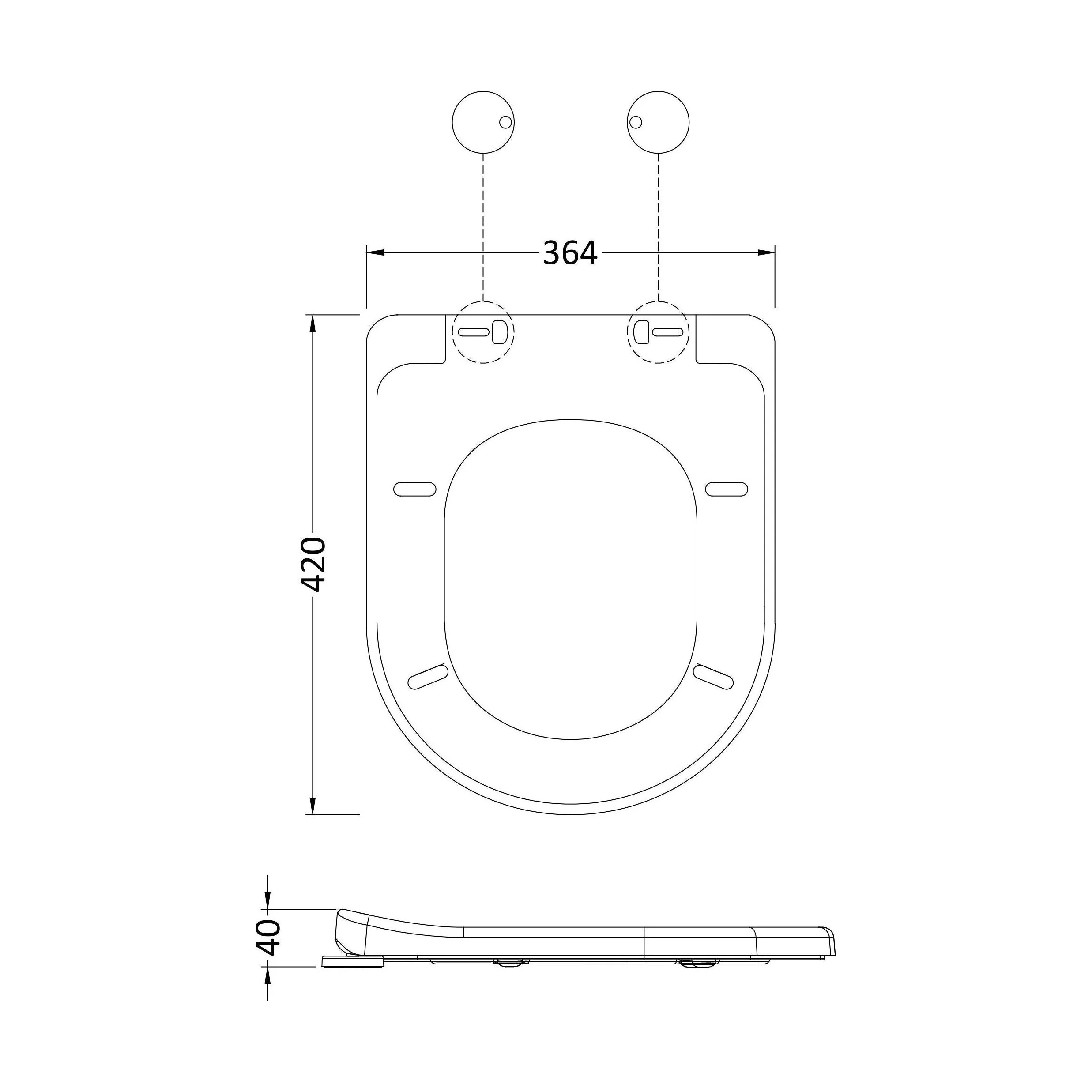 Balterley D-Shaped Soft Close Gloss White Toilet Seat With Top Fix Hinge - Image 2