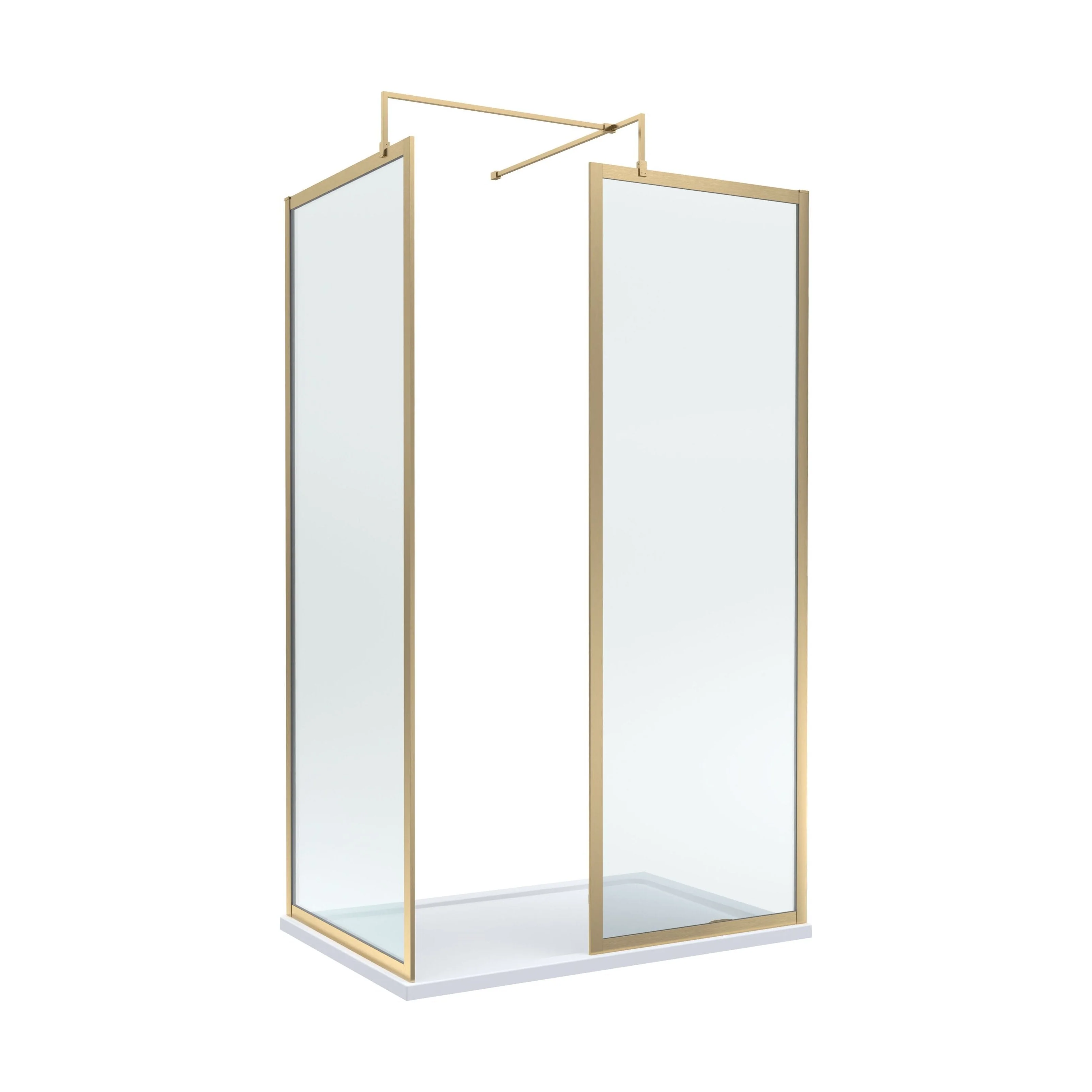 Balterley Framed Walk-In Wetroom Bundle with Tray and Waste, 1200x800mm, Brushed Brass