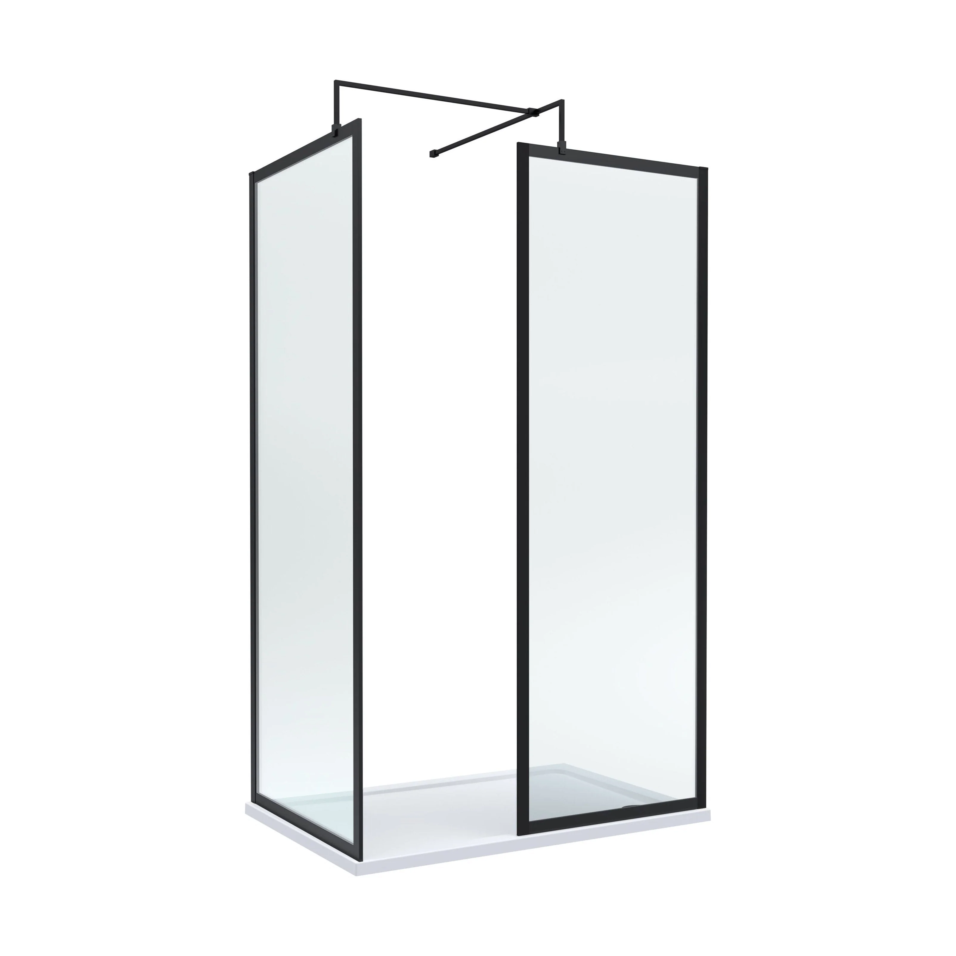 Balterley Framed Walk-In Wetroom Bundle with Tray and Waste, 1200x800mm, Matt Black