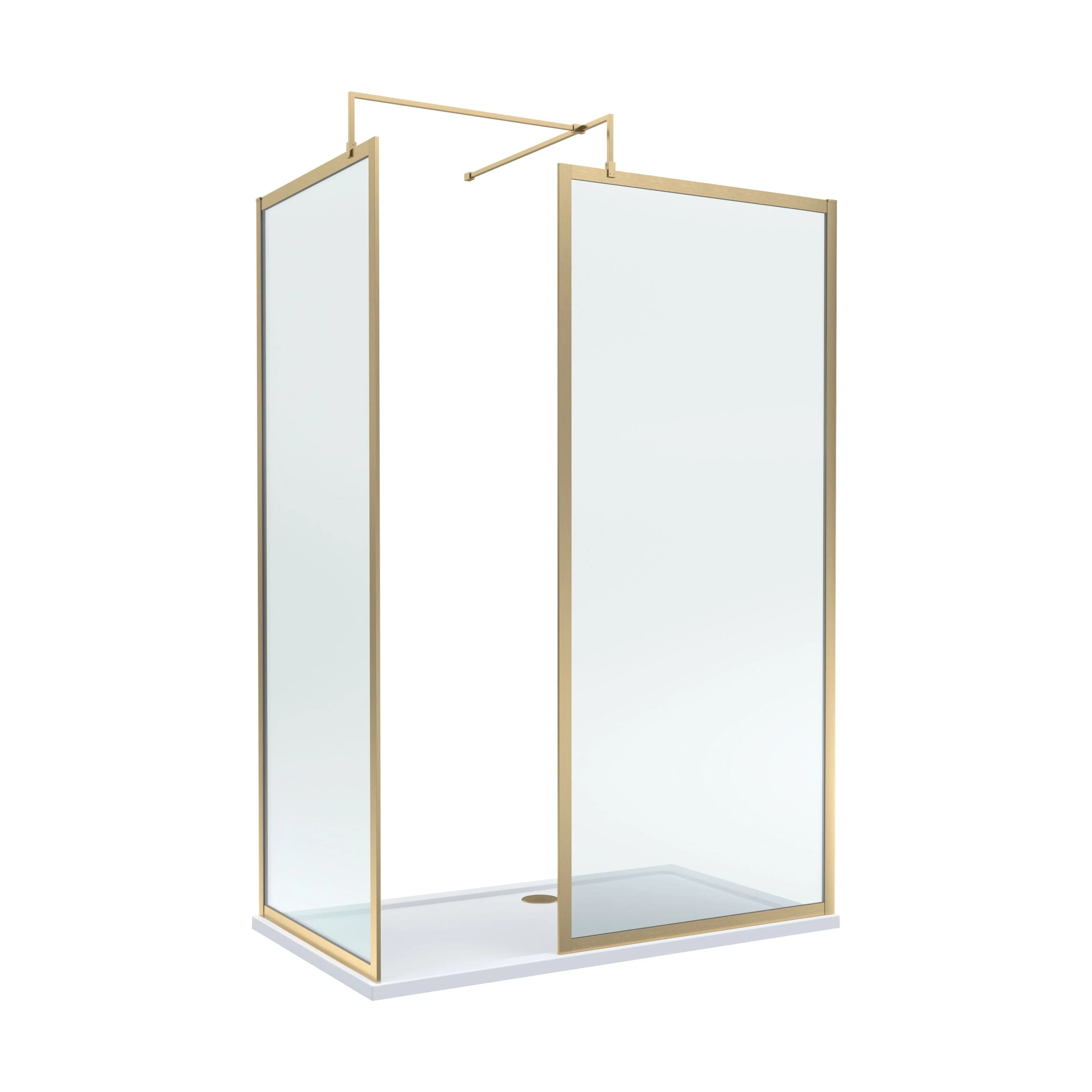 Balterley Framed Walk-In Wetroom Bundle with Tray and Waste, 1400x800mm, Brushed Brass