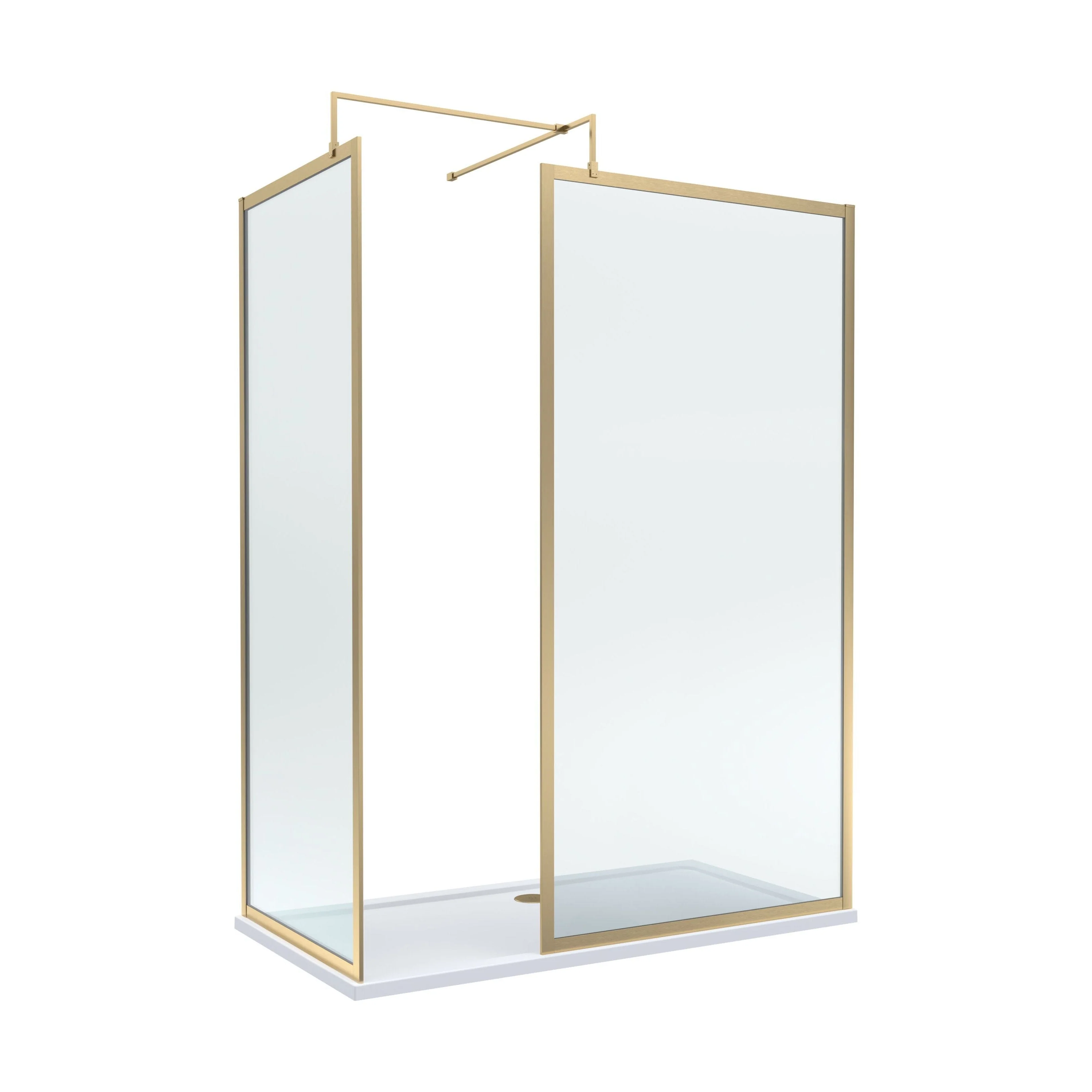 Balterley Framed Walk-In Wetroom Bundle with Tray and Waste, 1500x800mm, Brushed Brass