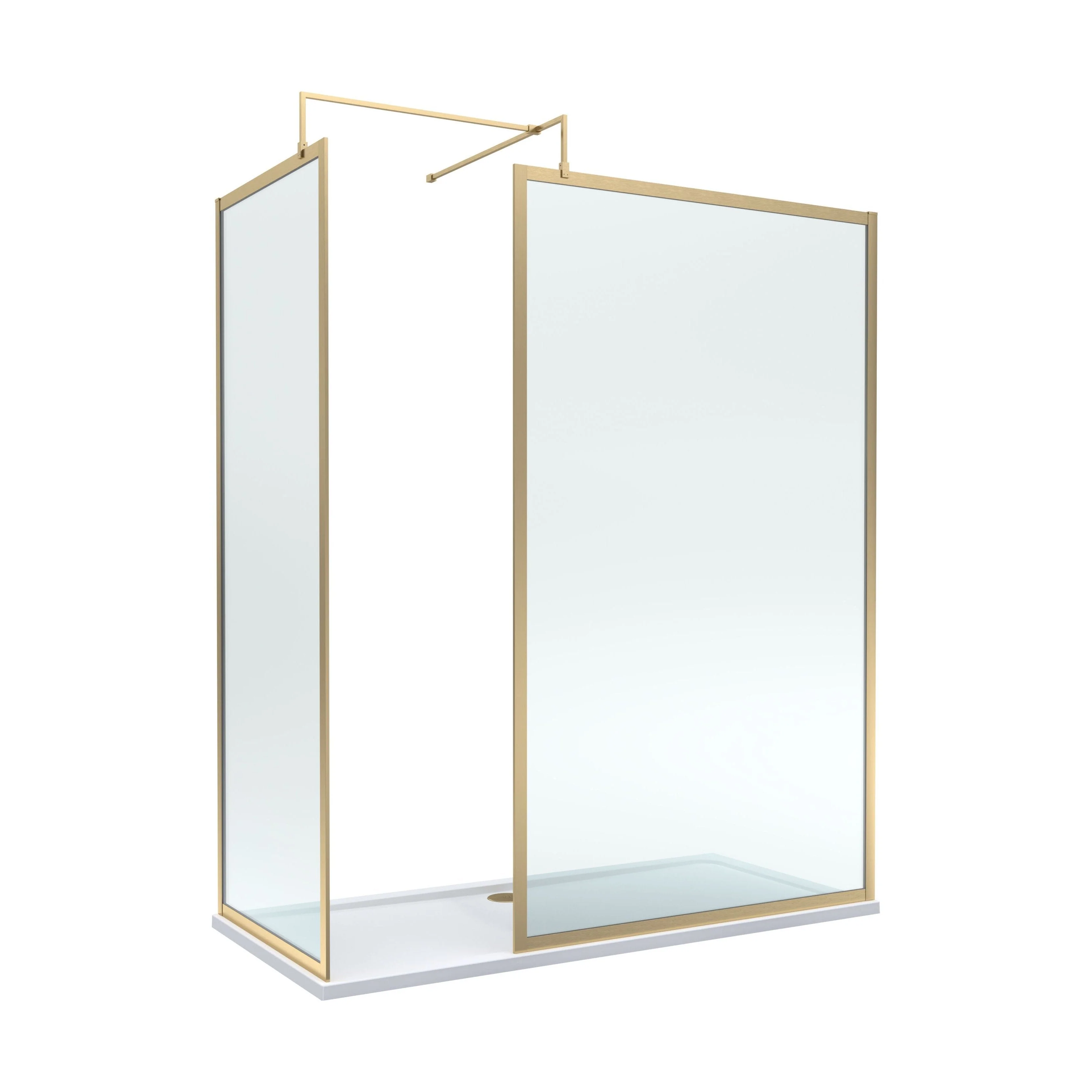 Balterley Framed Walk-In Wetroom Bundle with Tray and Waste, 1700x700mm, Brushed Brass