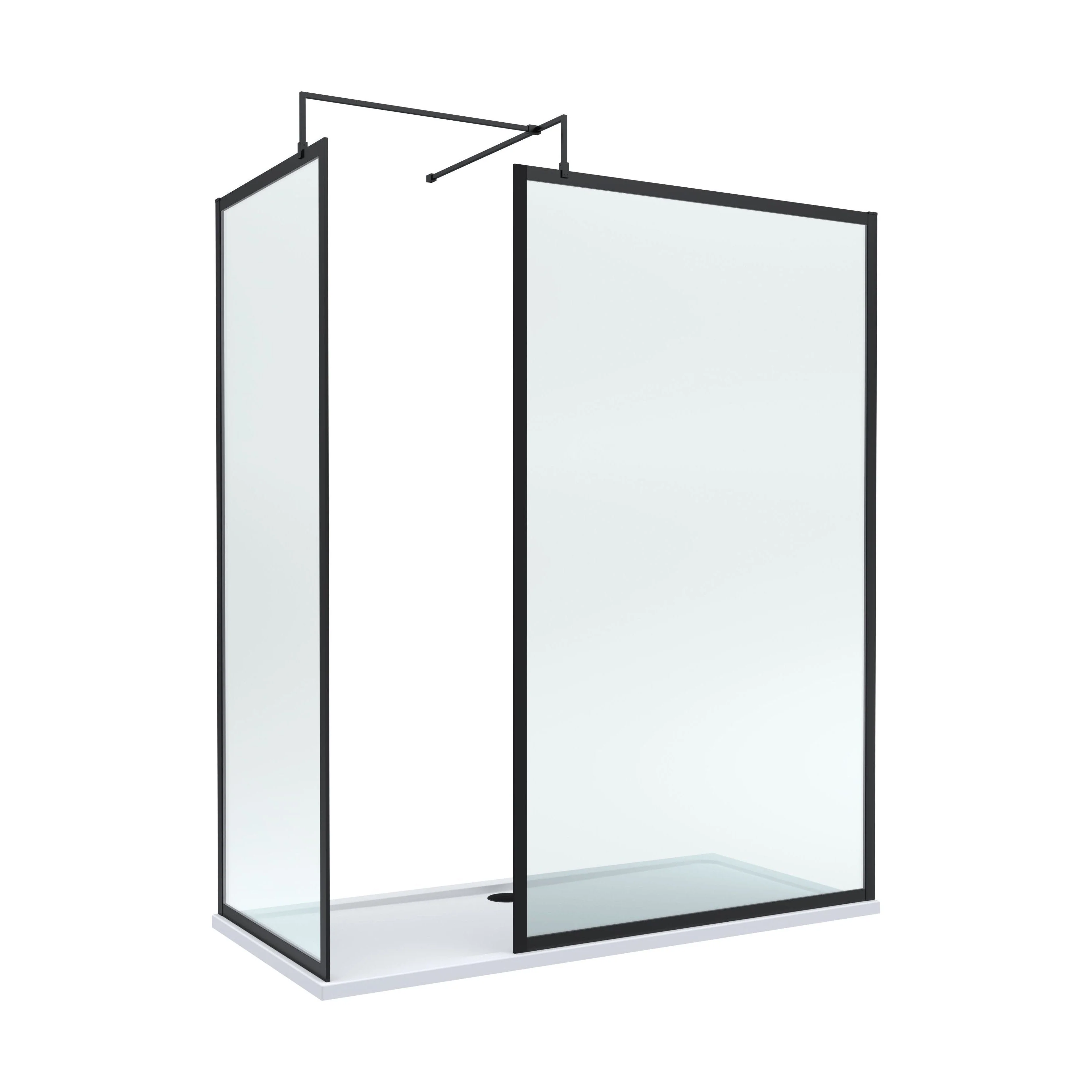 Balterley Framed Walk-In Wetroom Bundle with Tray and Waste, 1700x700mm, Matt Black