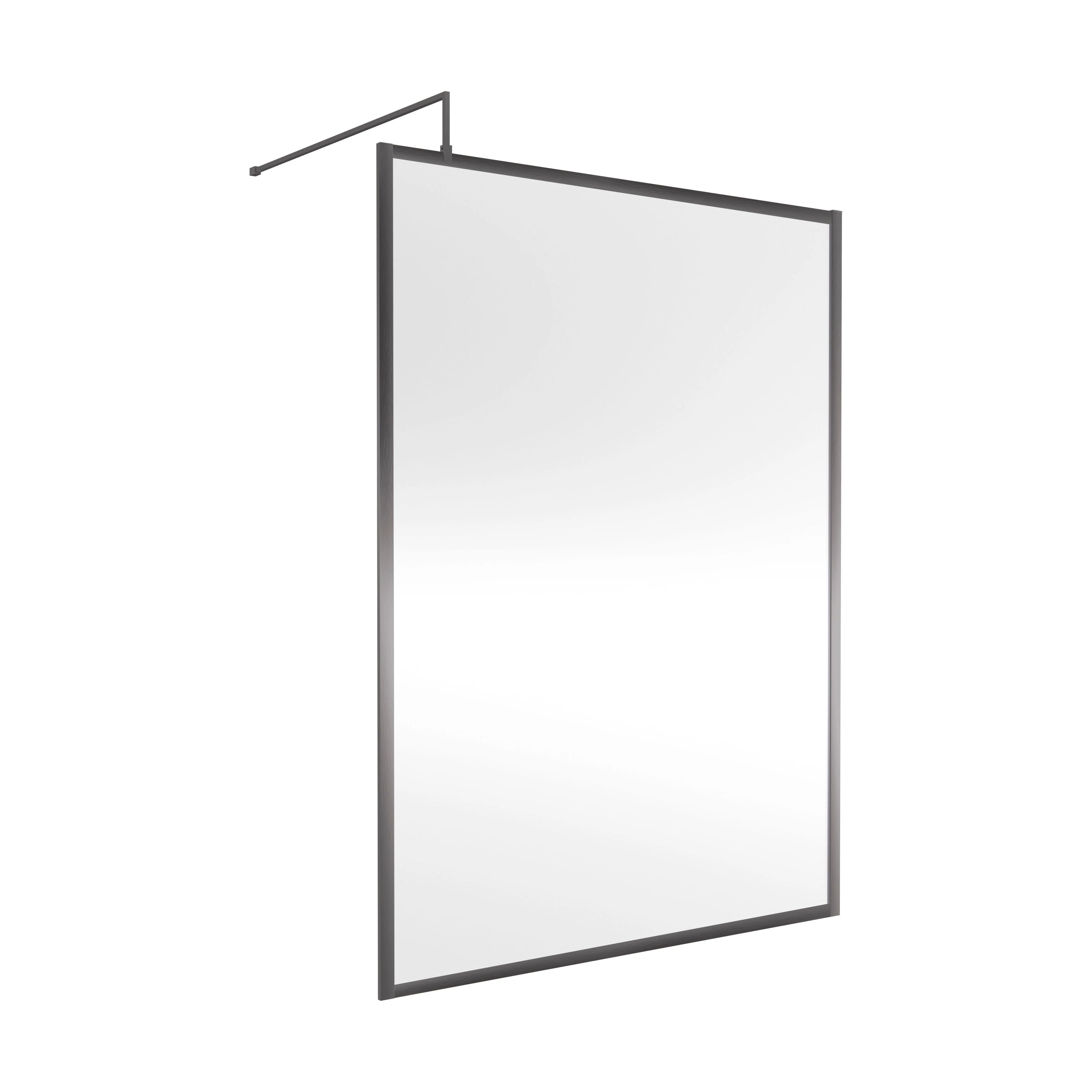 Balterley Framed Wetroom Screen, 1400mm, Brushed Pewter