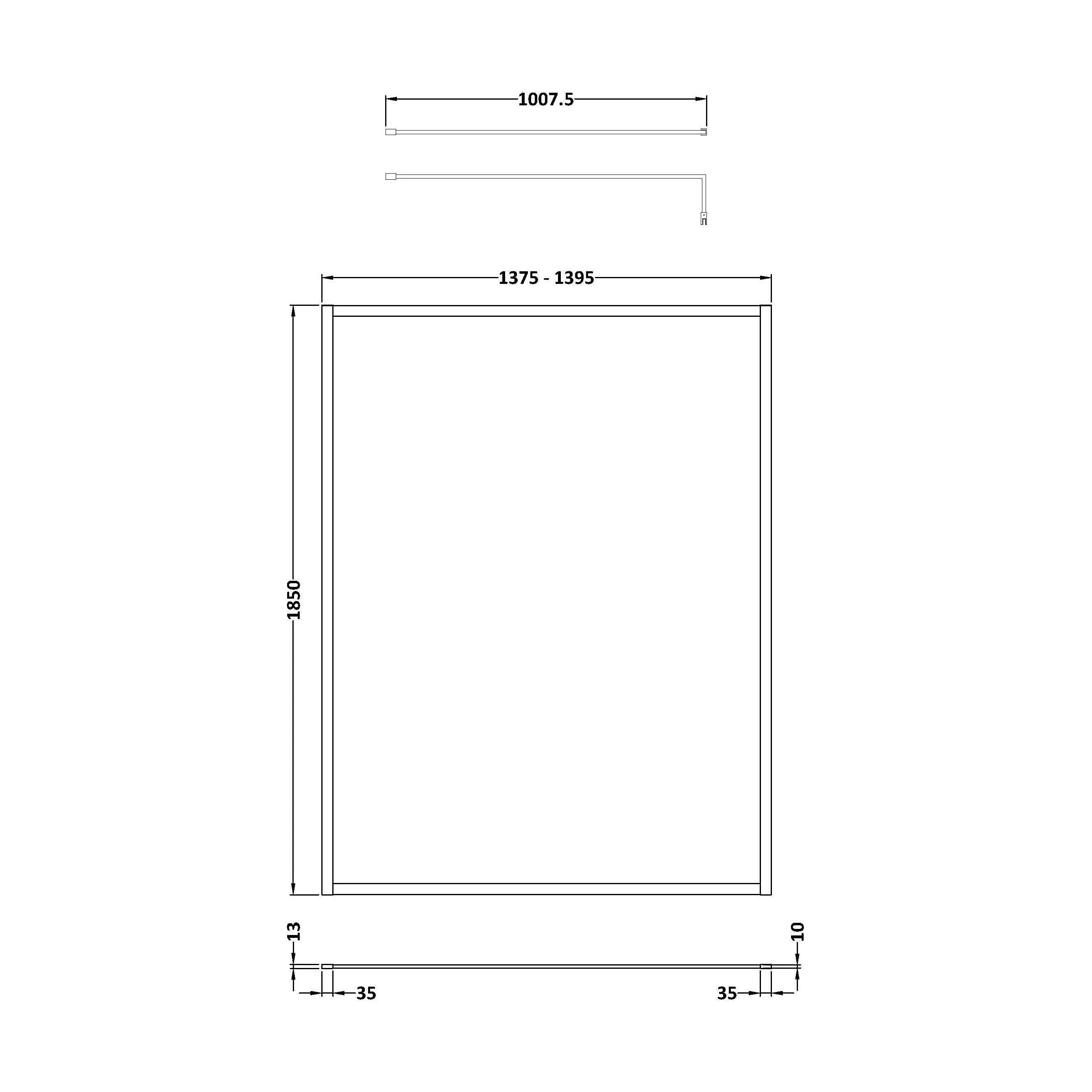 Balterley Framed Wetroom Screen, 1400mm, Brushed Pewter - Image 2