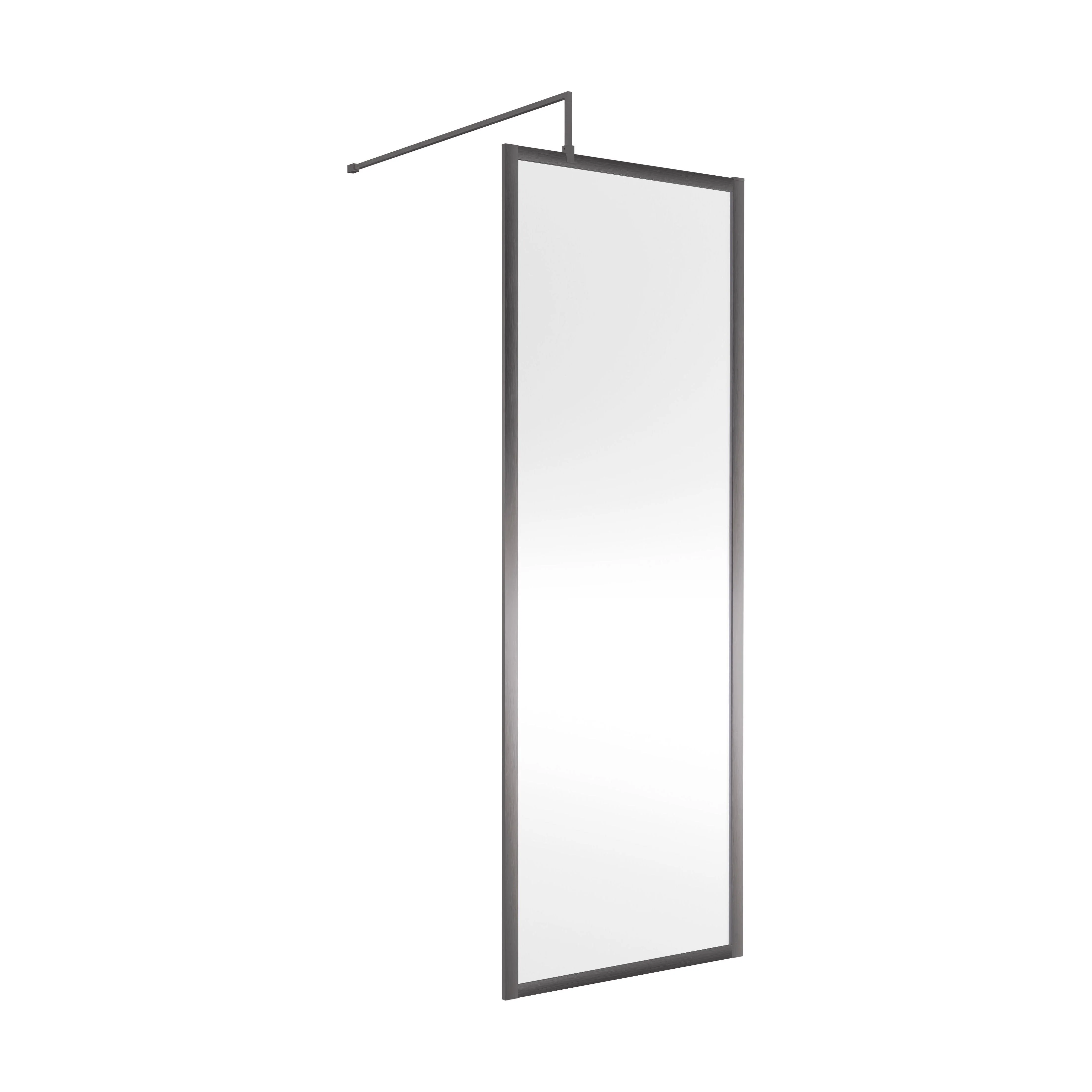 Balterley Framed Wetroom Screen, 700mm, Brushed Pewter