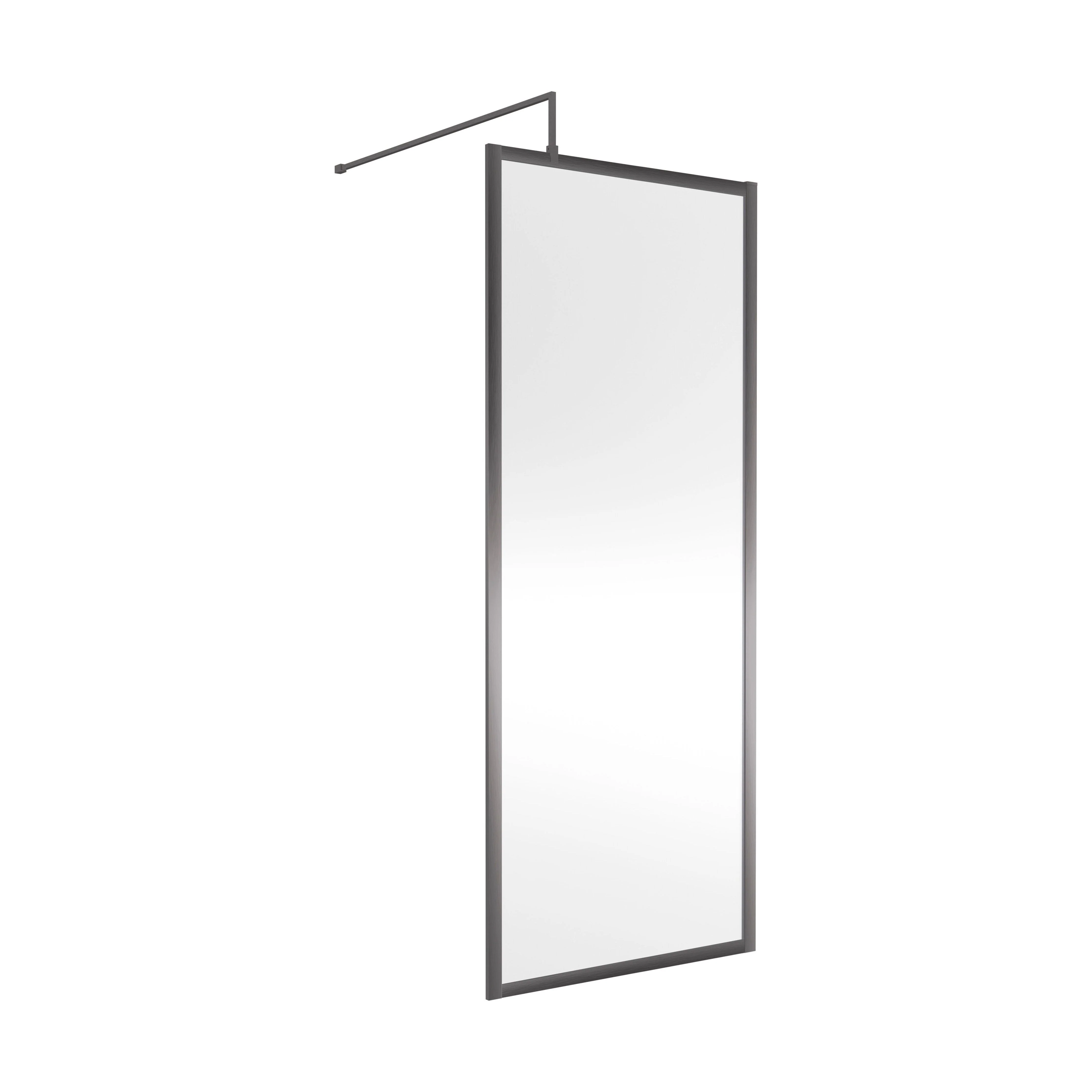 Balterley Framed Wetroom Screen, 760mm, Brushed Pewter