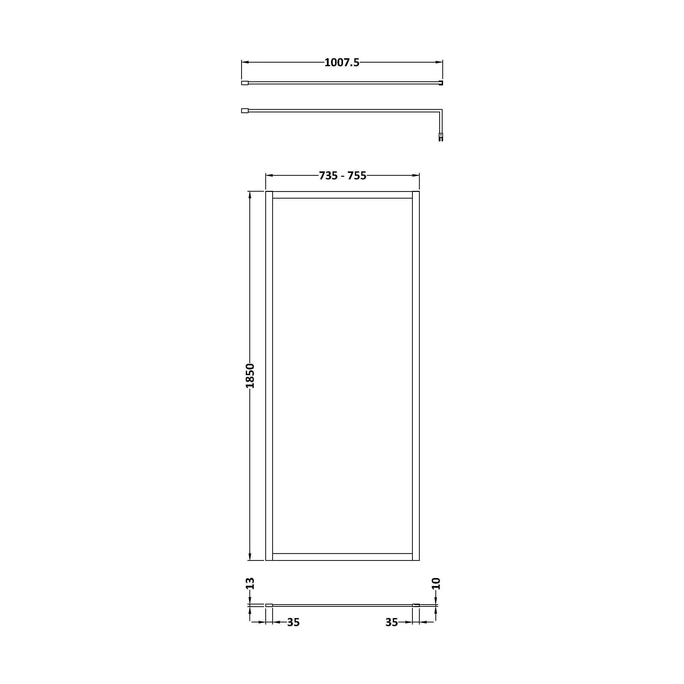 Balterley Framed Wetroom Screen, 760mm, Brushed Pewter - Image 2