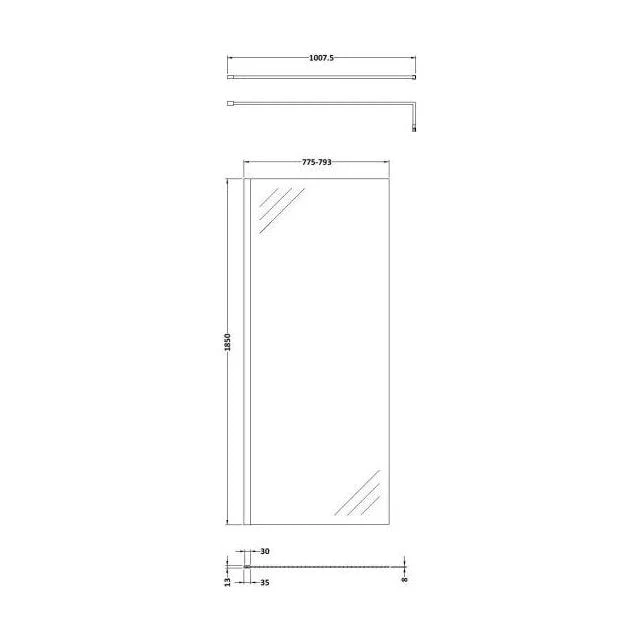 Balterley Framed Wetroom Screen, 800mm, Brushed Bronze - Image 2