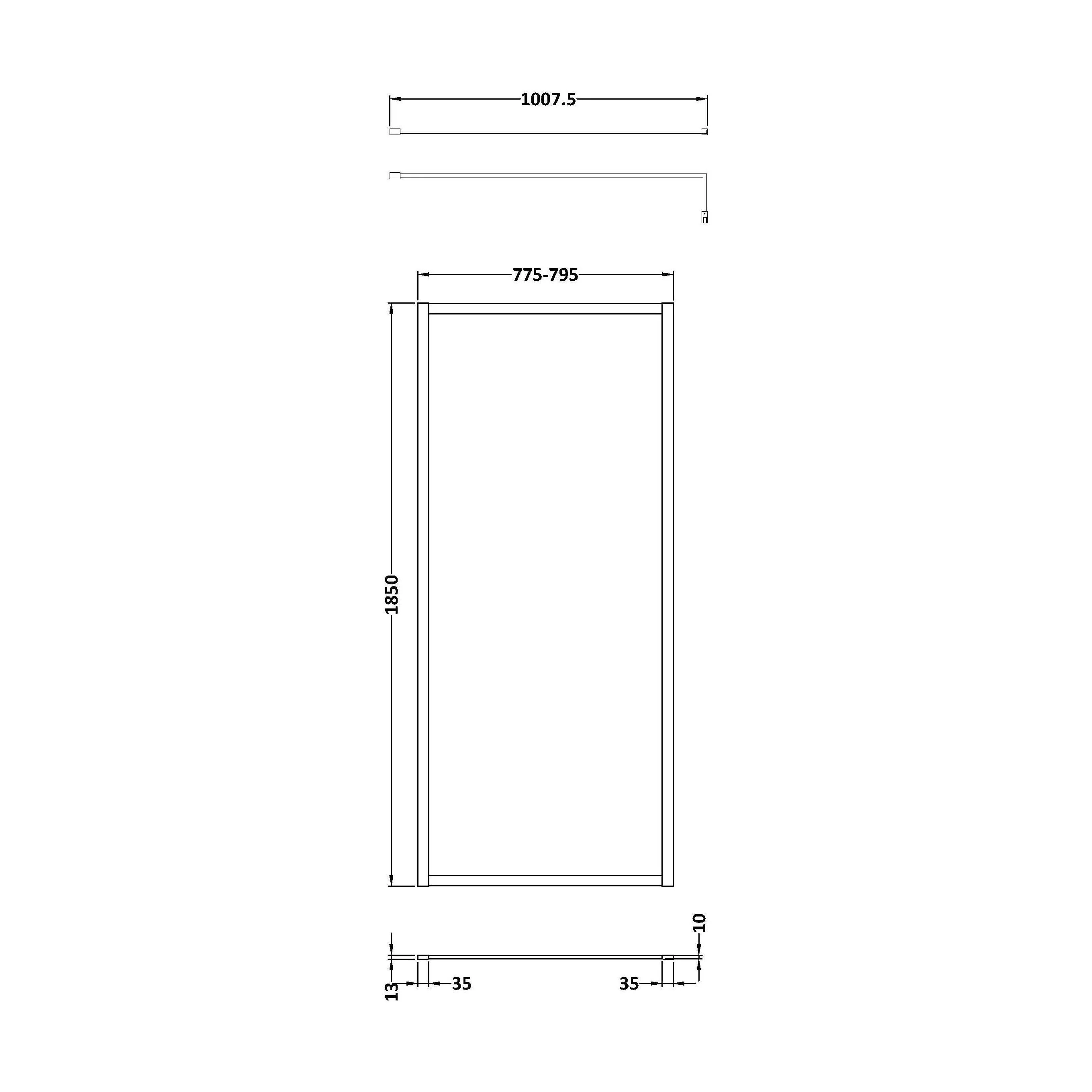 Balterley Framed Wetroom Screen, 800mm, Brushed Bronze - Image 2