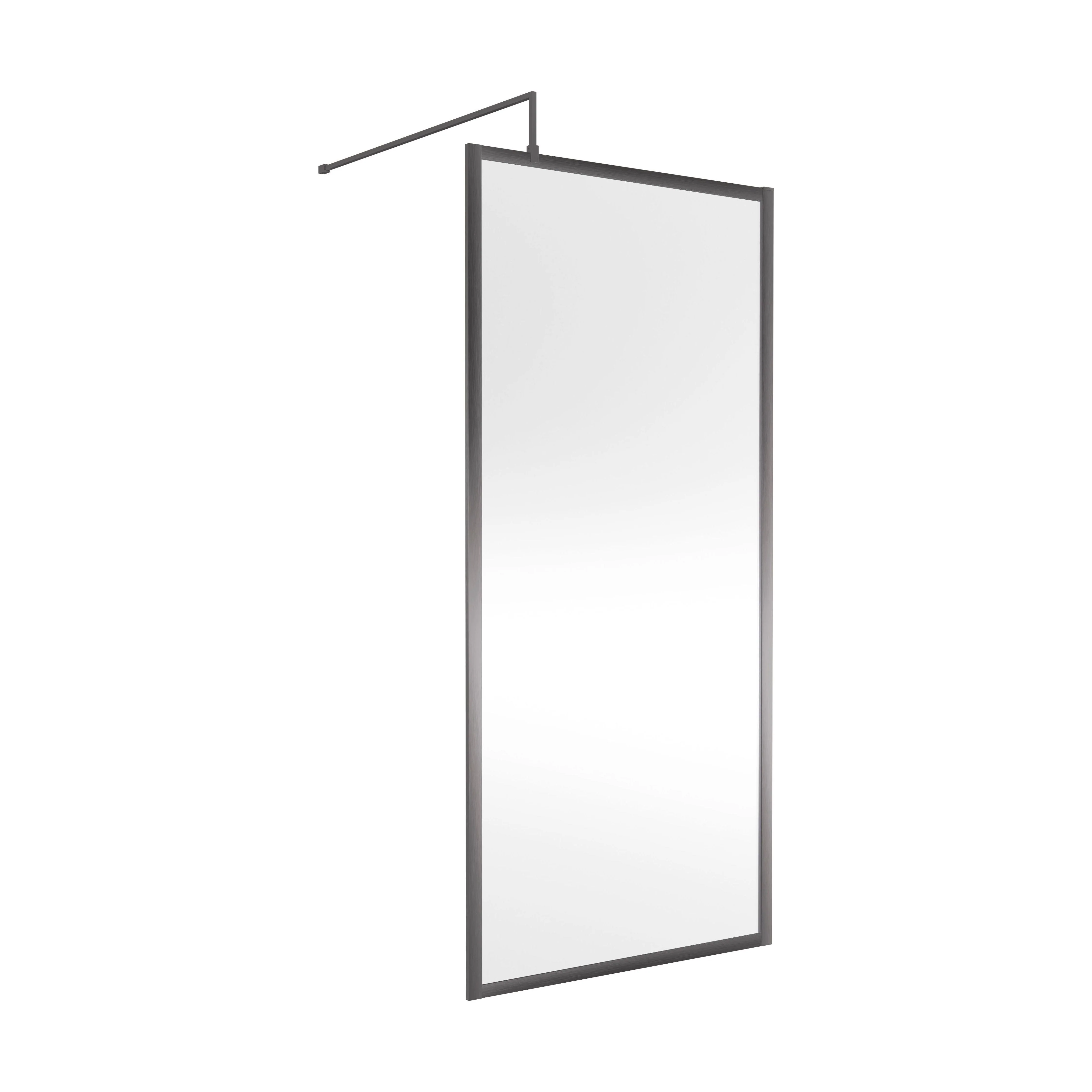 Balterley Framed Wetroom Screen, 900mm, Brushed Pewter