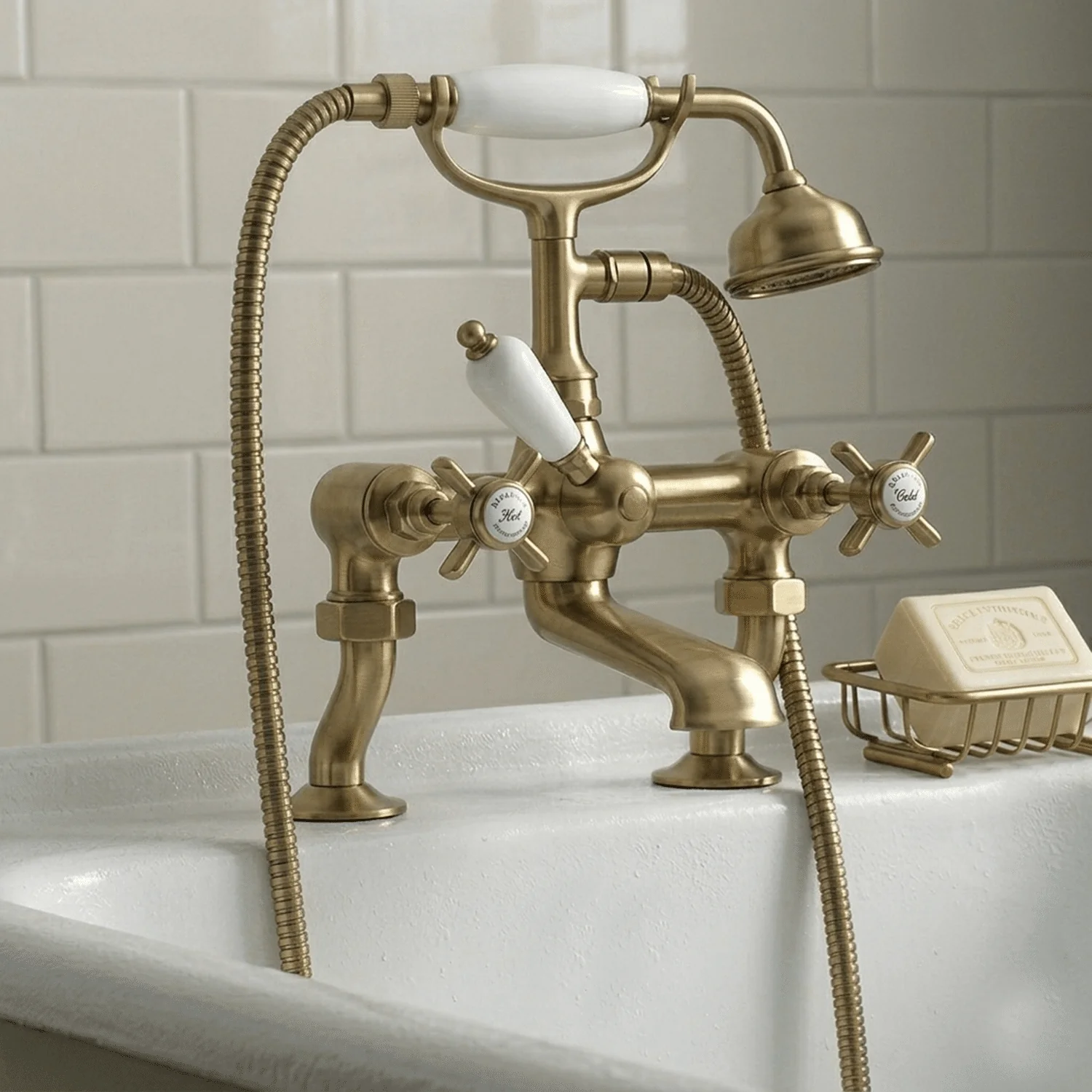 Balterley Hanchurch Bath Shower Mixer Tap - Chrome or Brushed Brass - Image 2