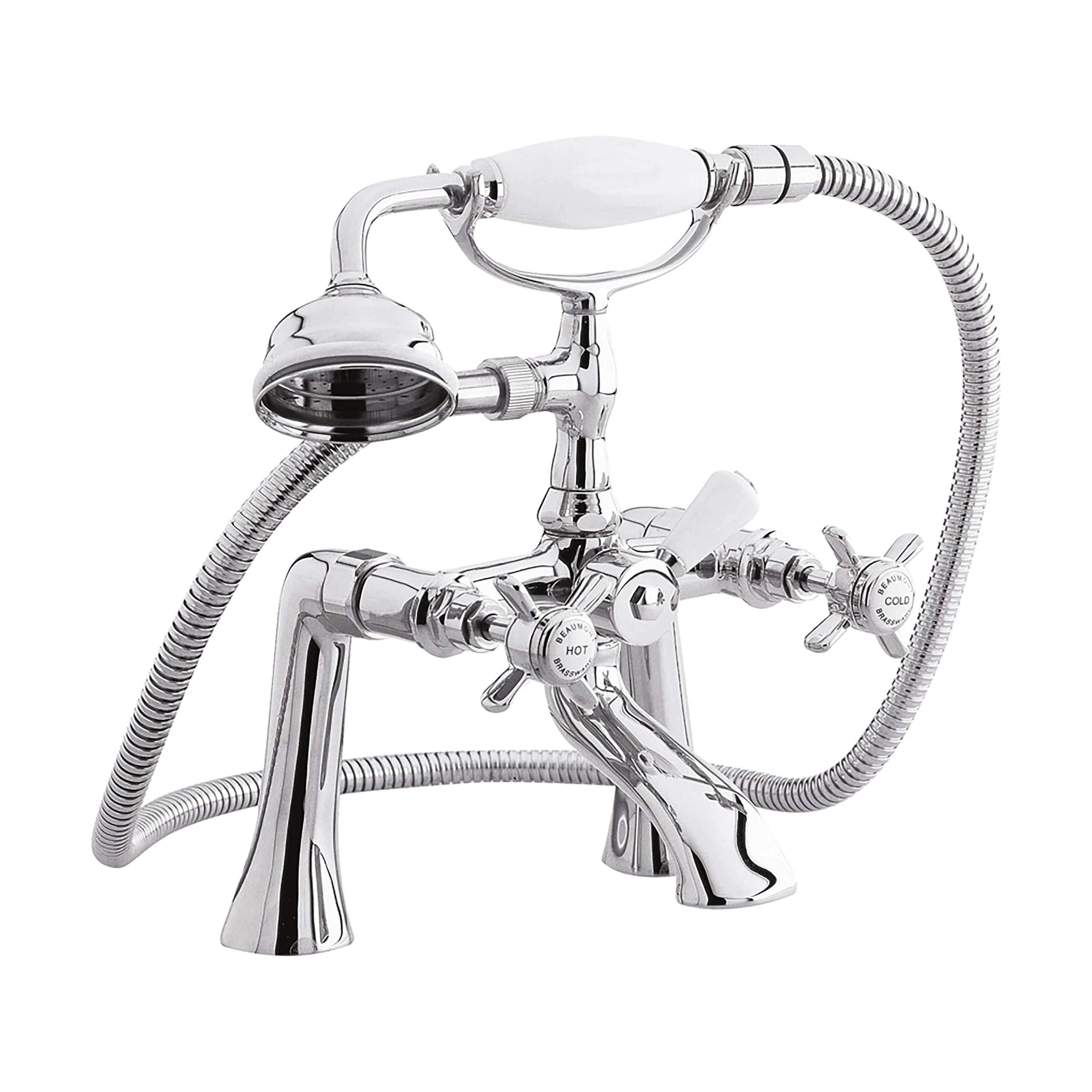 Balterley Hanchurch Traditional Bath Shower Mixer Tap with Shower Kit - Chrome or Brushed Brass - Image 3