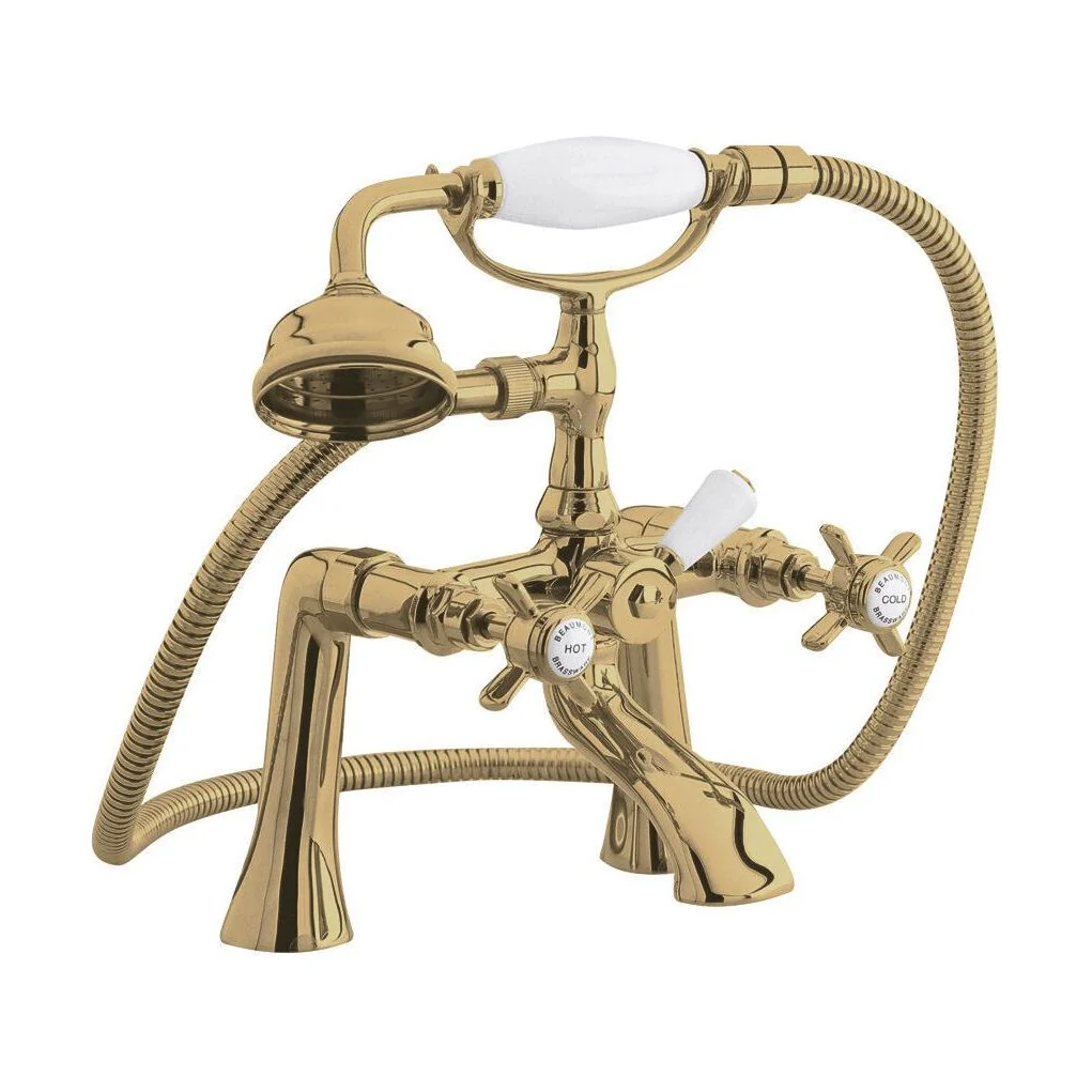 Balterley Hanchurch Traditional Bath Shower Mixer Tap with Shower Kit - Chrome or Brushed Brass - Image 4